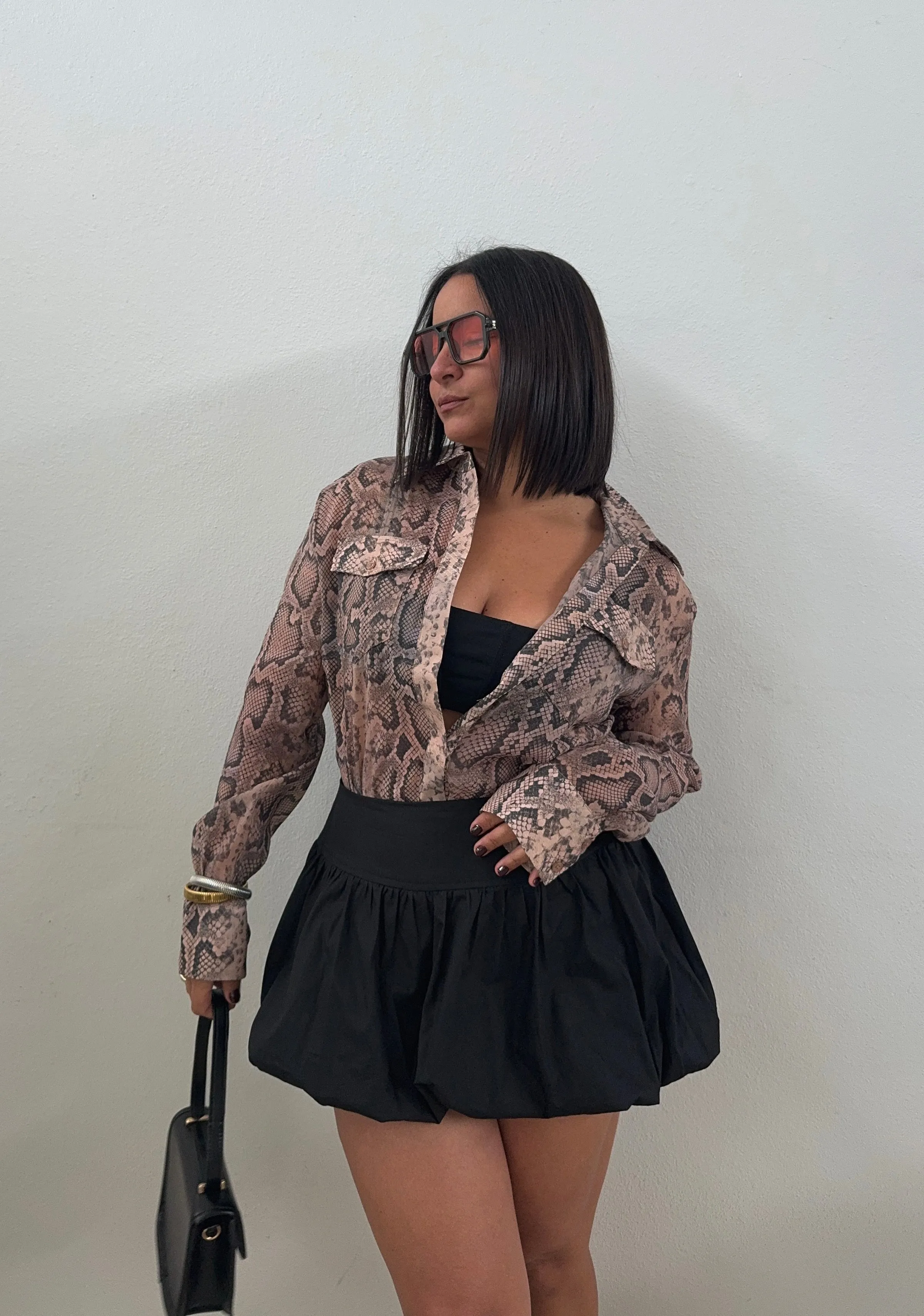 Snake Sheer Button Down Shirt