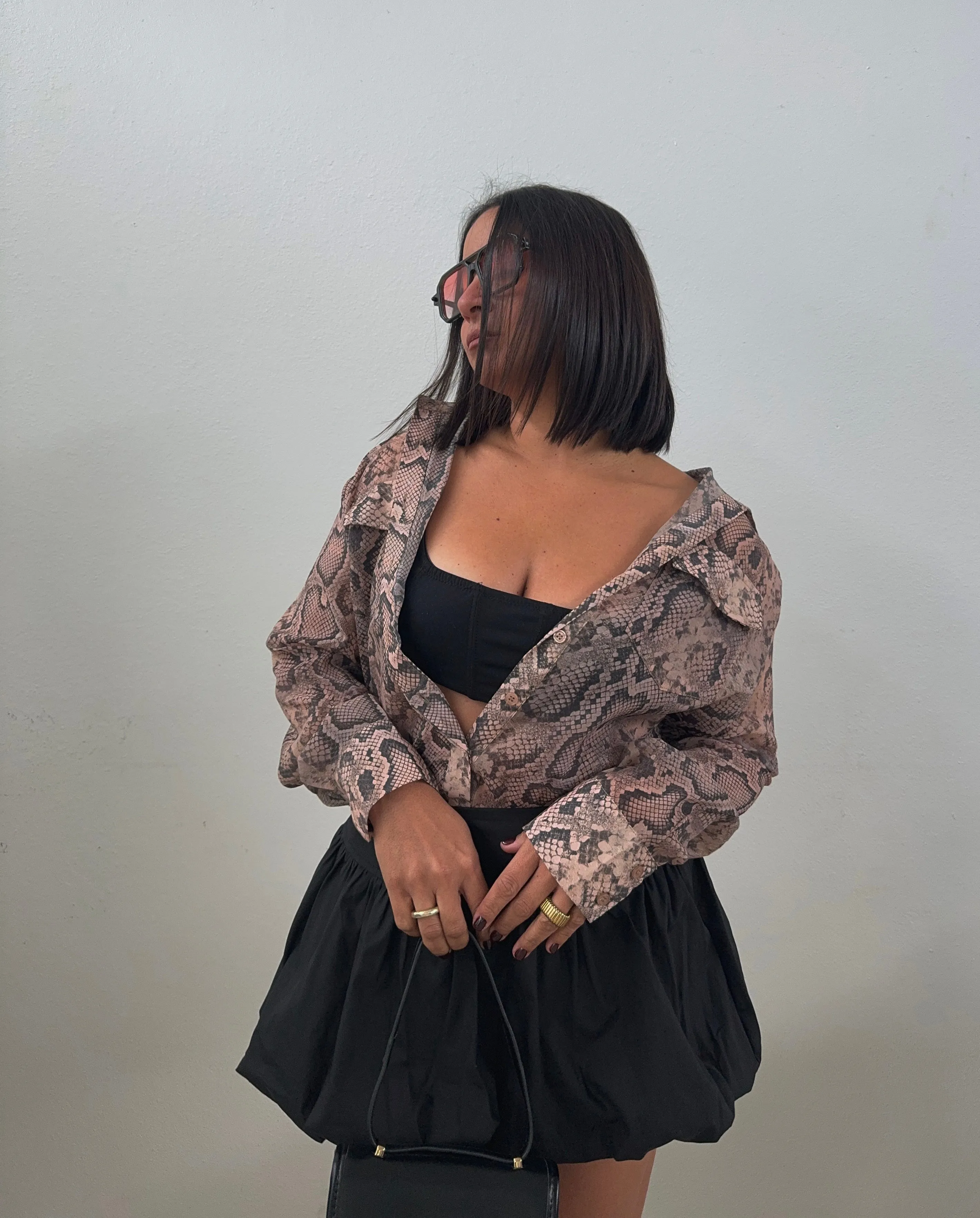 Snake Sheer Button Down Shirt