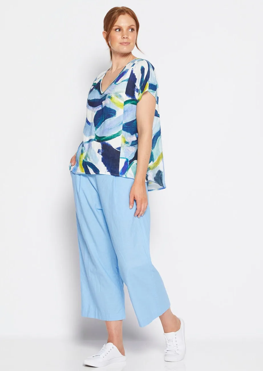 Sophie linen top in Odessa print