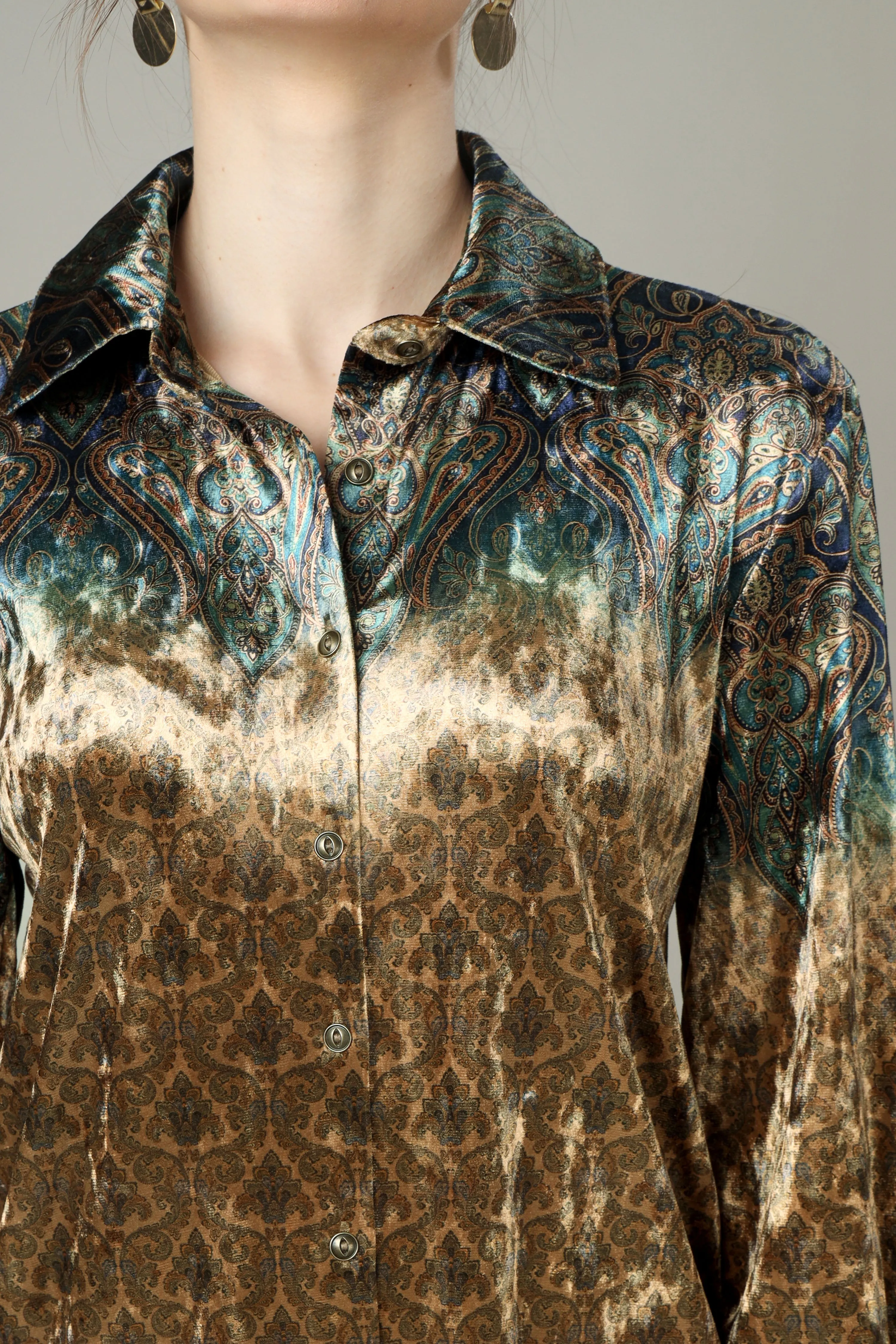 Specially Crafted Designer Luxe Velvet Shirt for Women