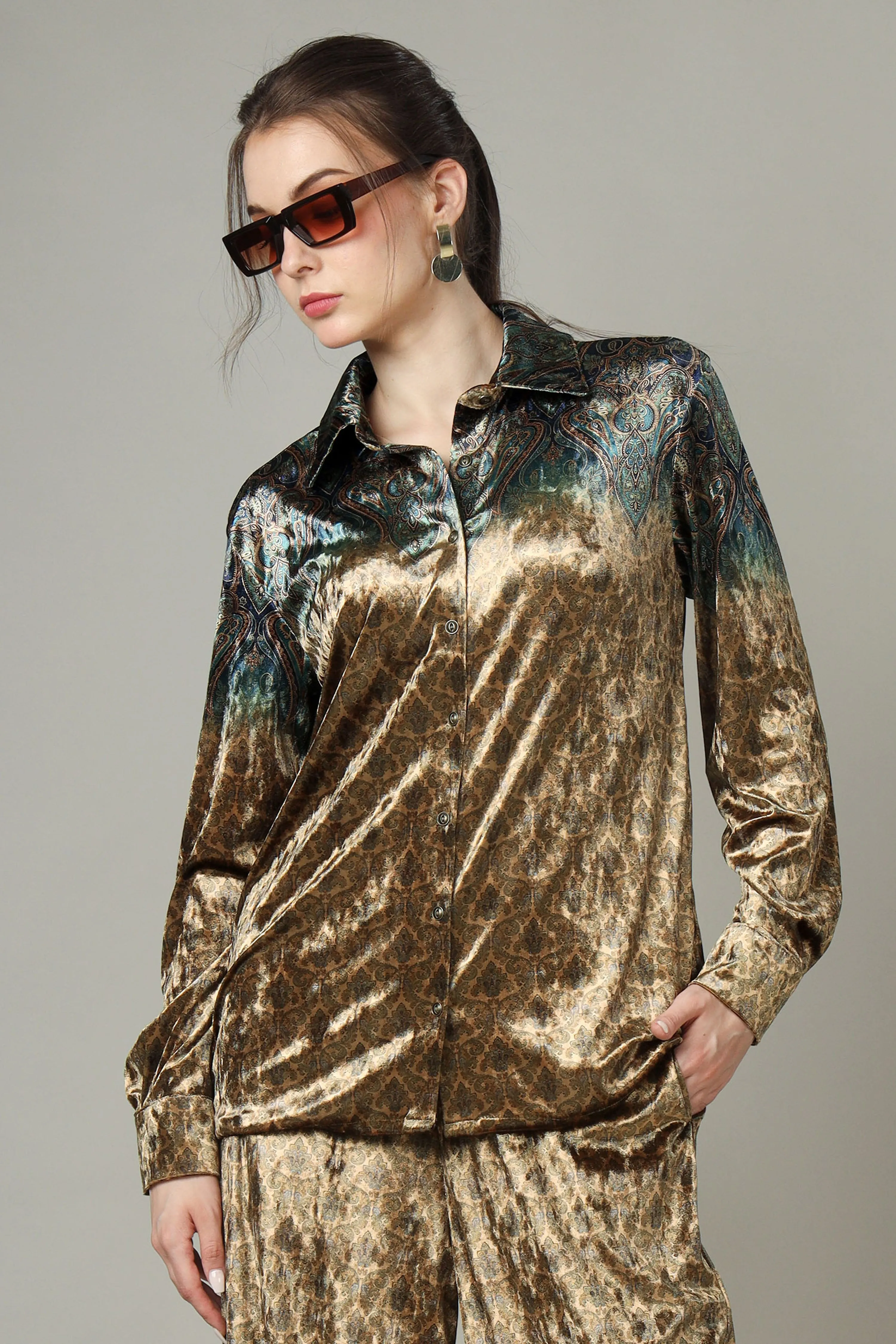 Specially Crafted Designer Luxe Velvet Shirt for Women