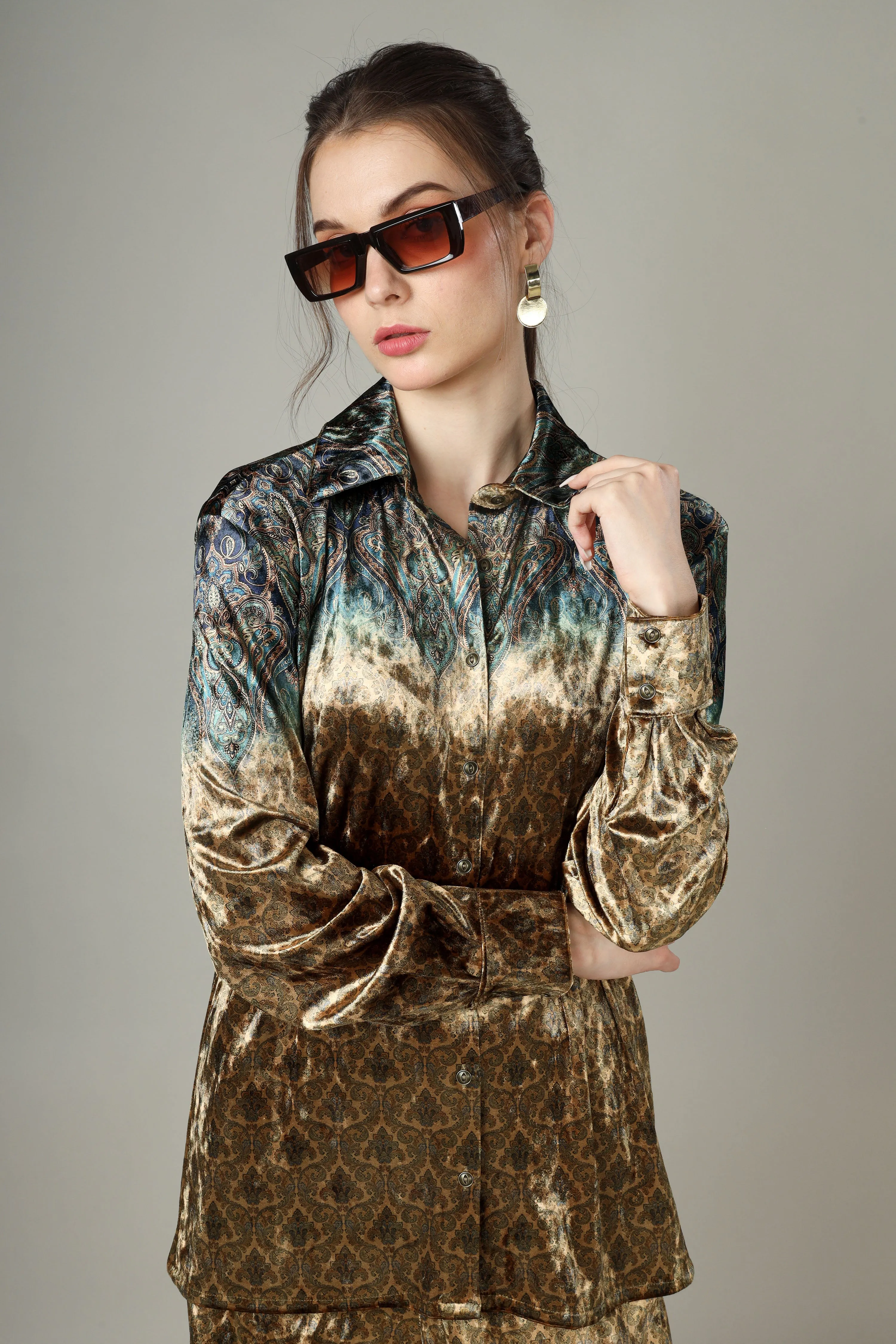 Specially Crafted Designer Luxe Velvet Shirt for Women