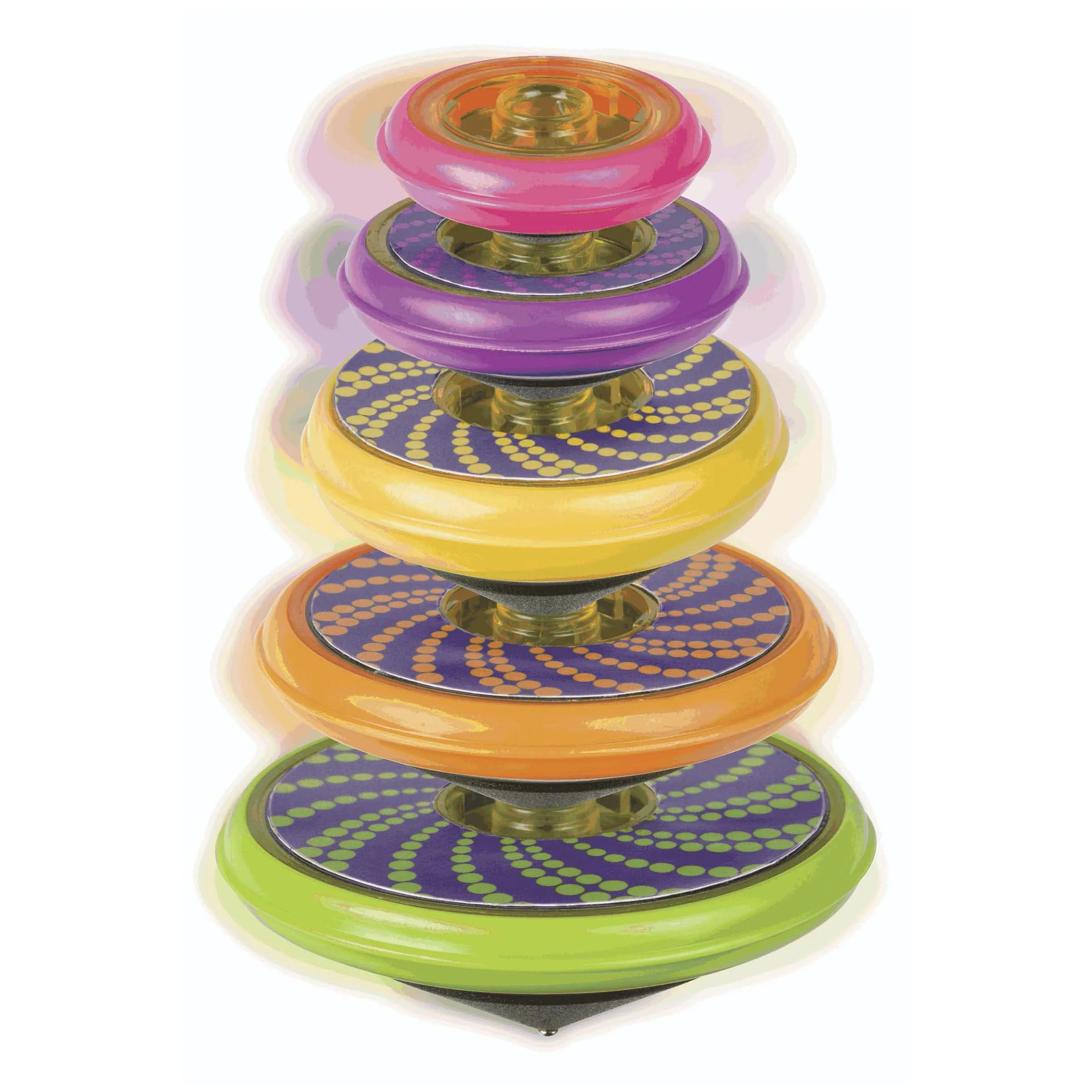 Spinning Tops Toy - 5  Stacking Tops Spin Individually or on Top of Each Other - Launcher with Stacking Spinner Tops