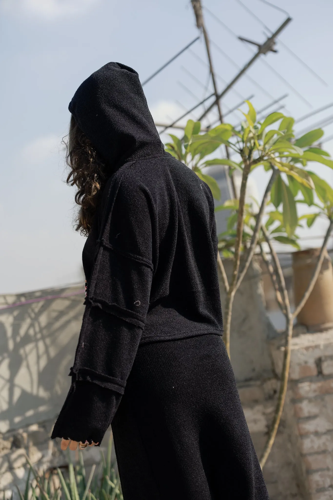Stitched Up Coziness Hoodie in Black