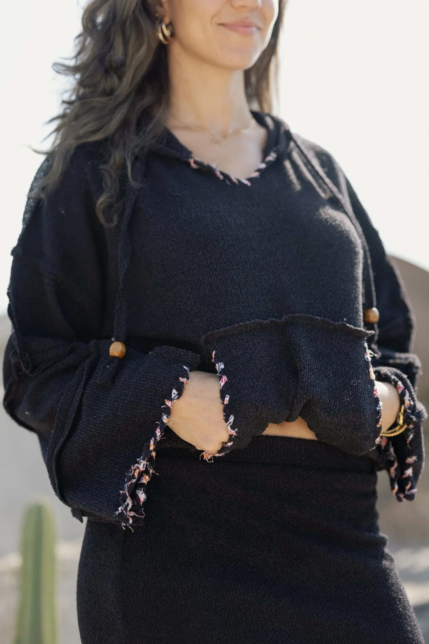 Stitched Up Coziness Hoodie in Black