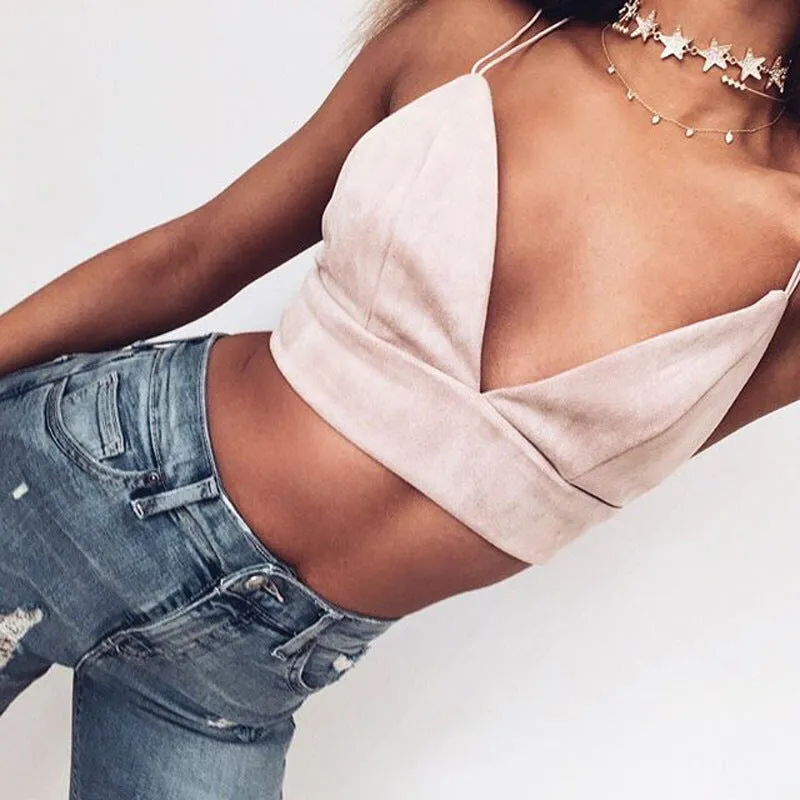 Strappy Suede Bralette Camisole Top