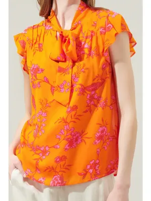 Sunrise Orange Floral Blouse