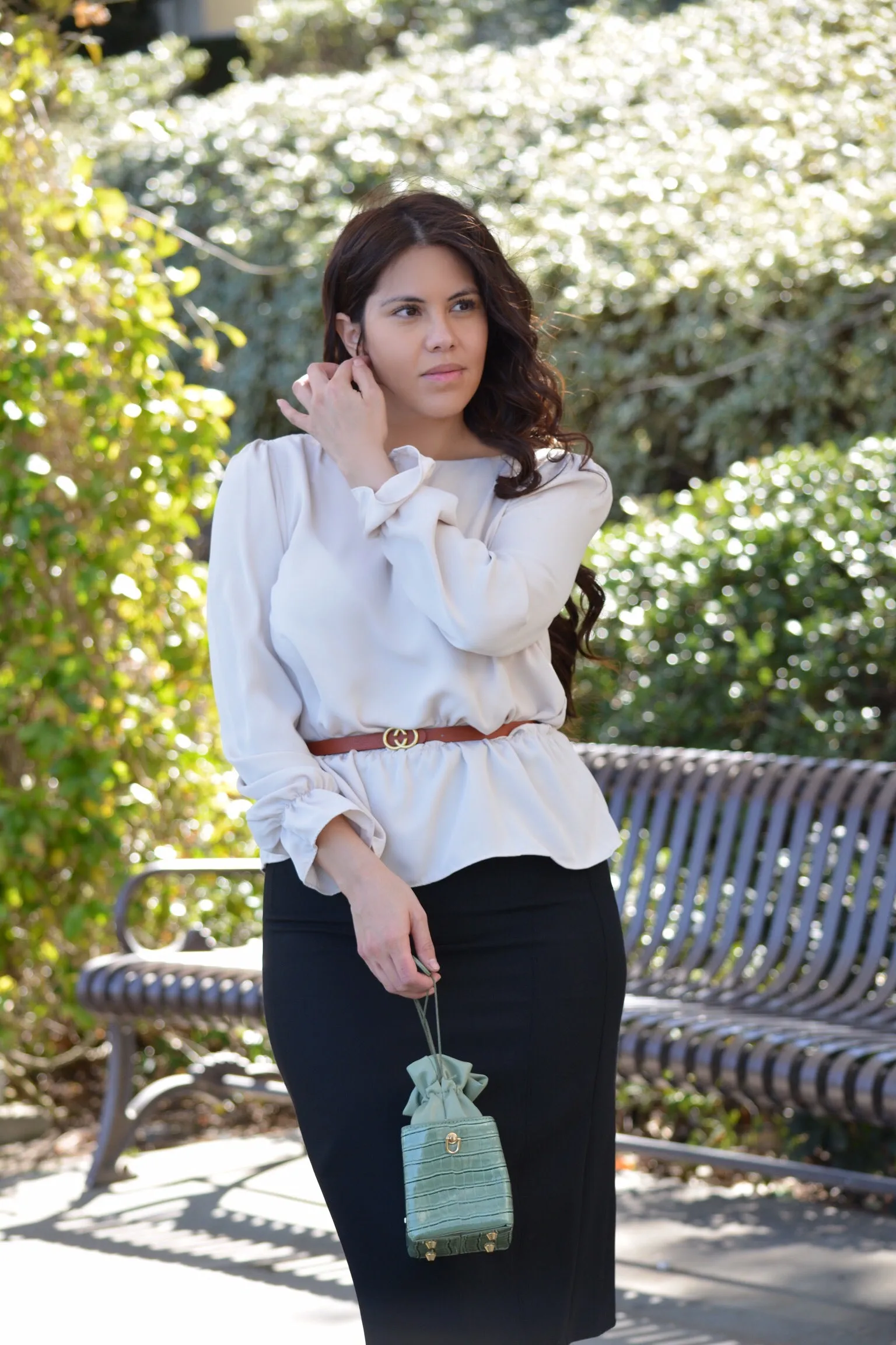Suzette Beige Peplum Top