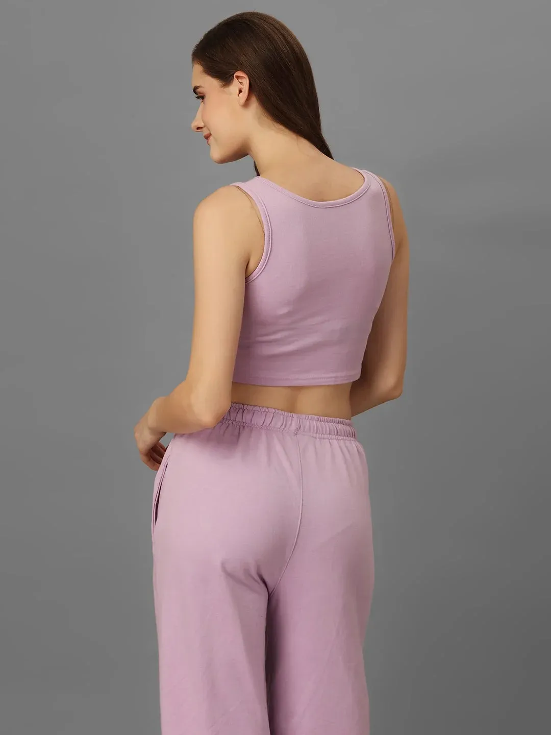 SXV Basic CO-ORDS set : lavender Corset Croptop And Trouser Combo