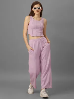 SXV Basic CO-ORDS set : lavender Corset Croptop And Trouser Combo