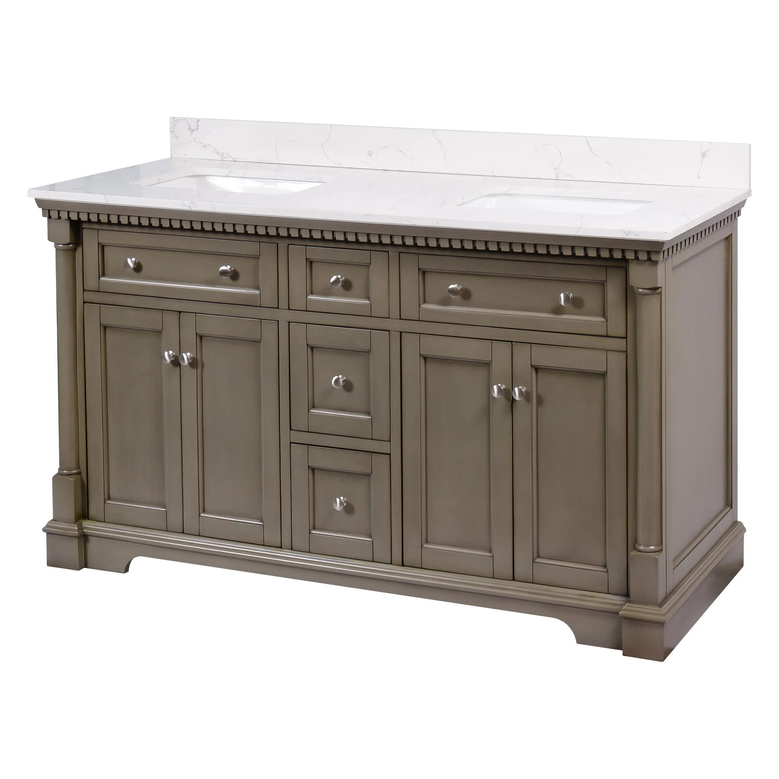 Sydney 60-inch Double Vanity with Engineered Marble Top