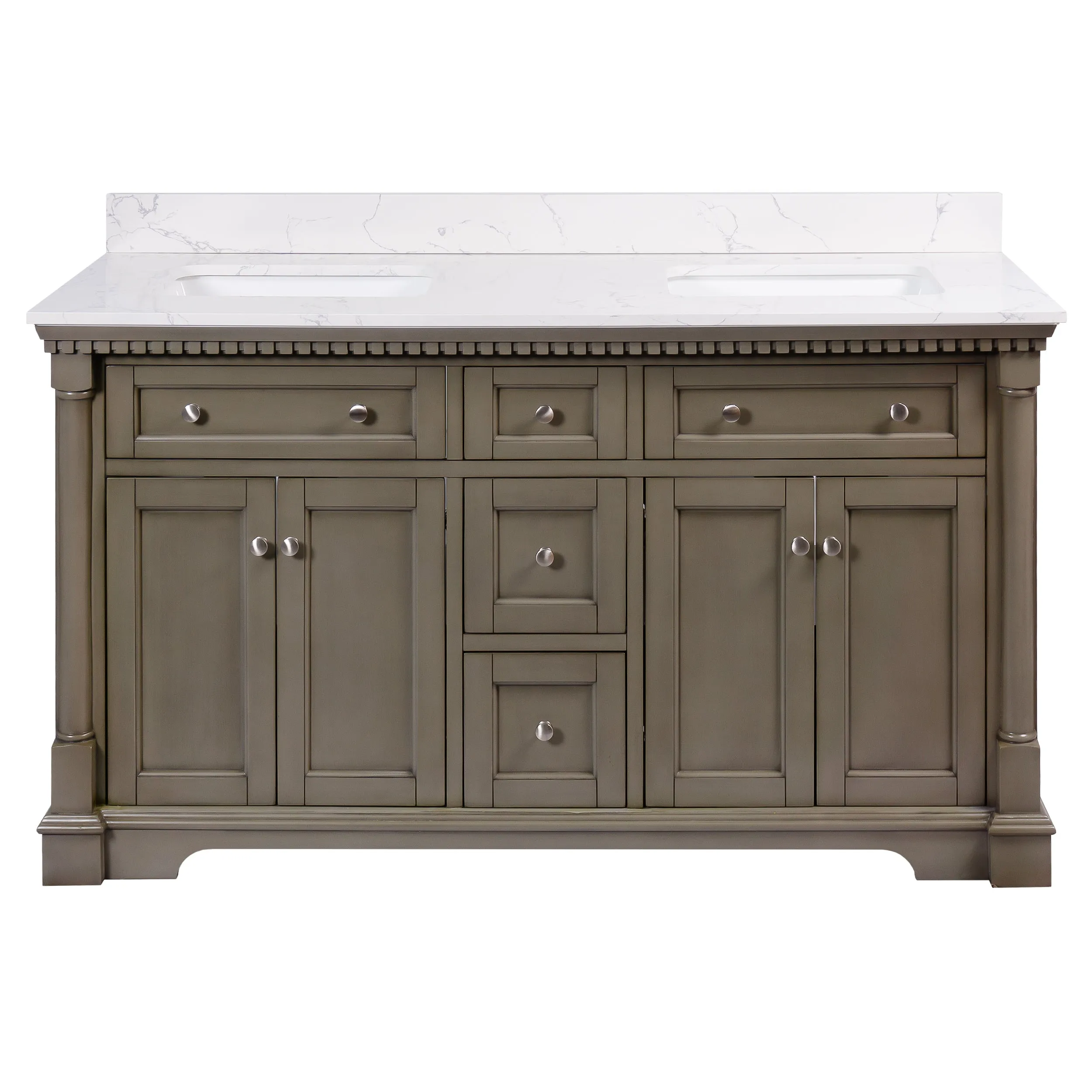 Sydney 60-inch Double Vanity with Engineered Marble Top