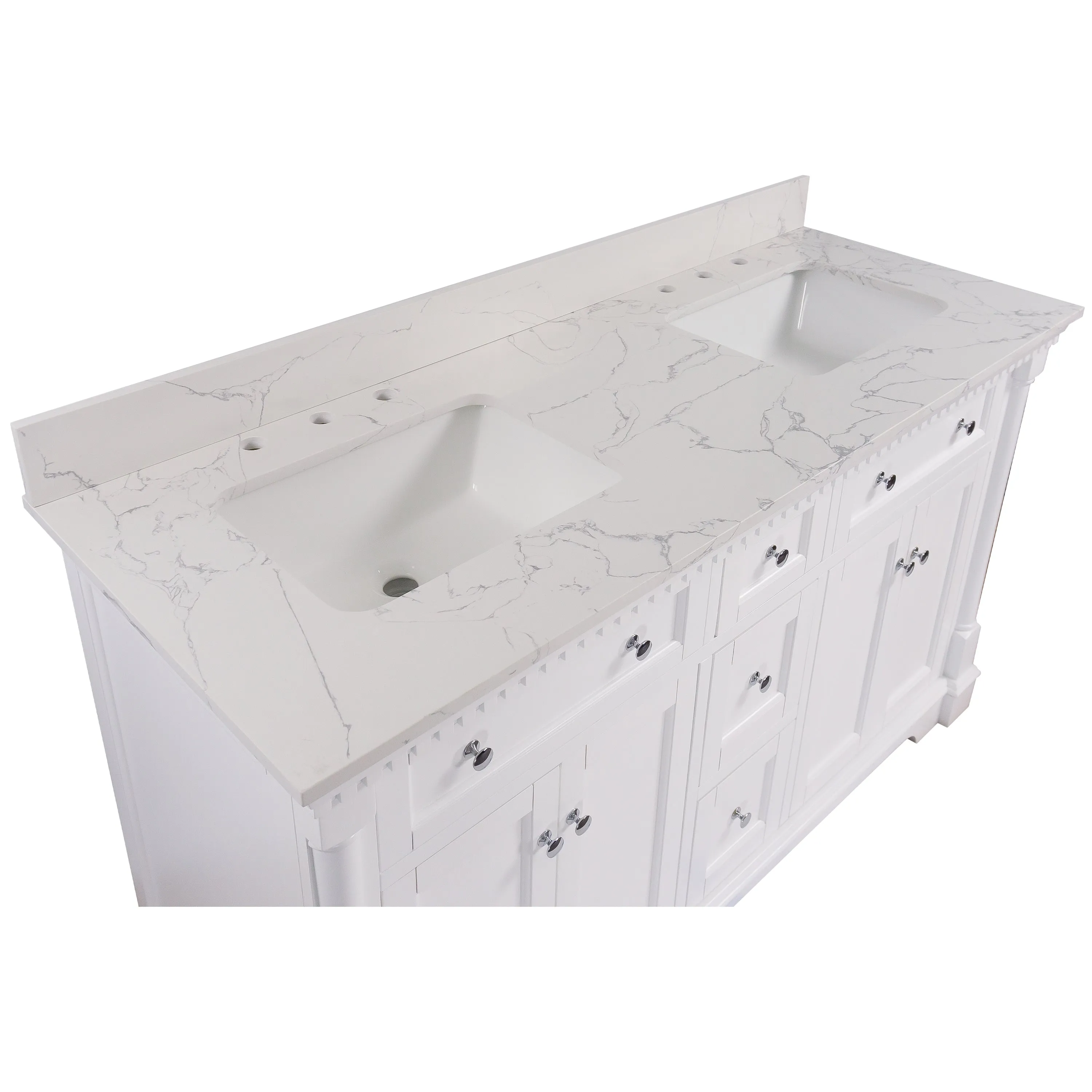 Sydney 60-inch Double Vanity with Engineered Marble Top