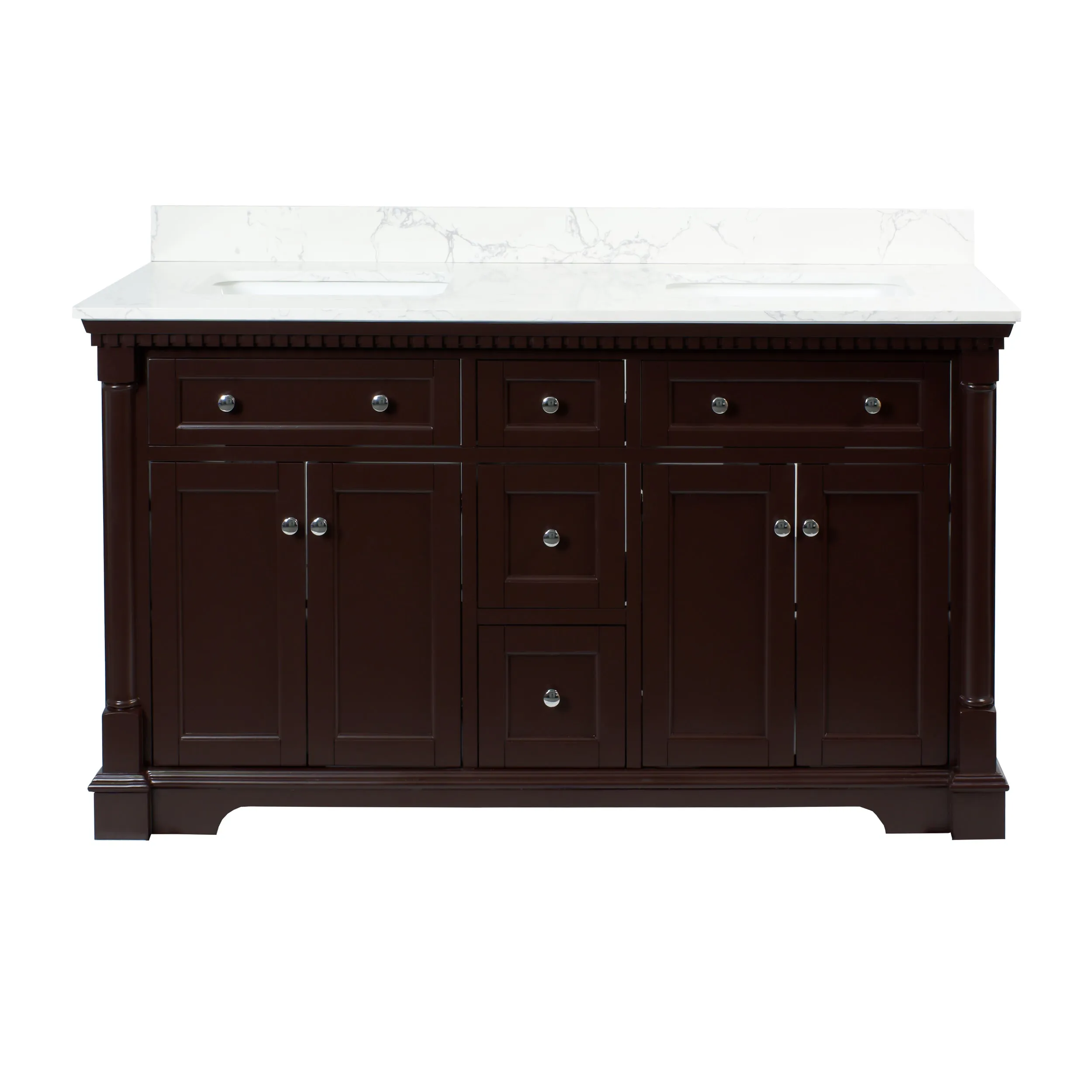Sydney 60-inch Double Vanity with Engineered Marble Top
