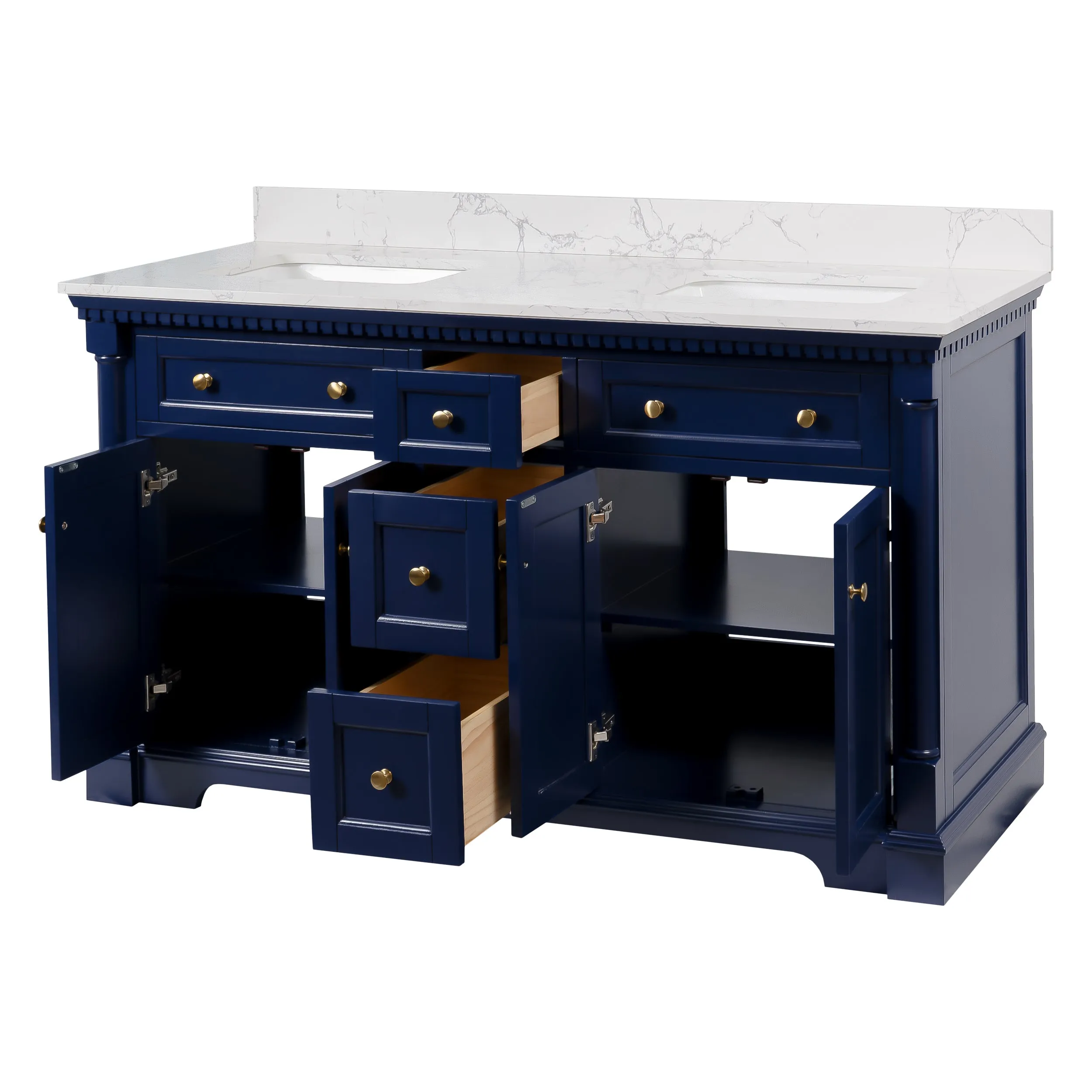 Sydney 60-inch Double Vanity with Engineered Marble Top