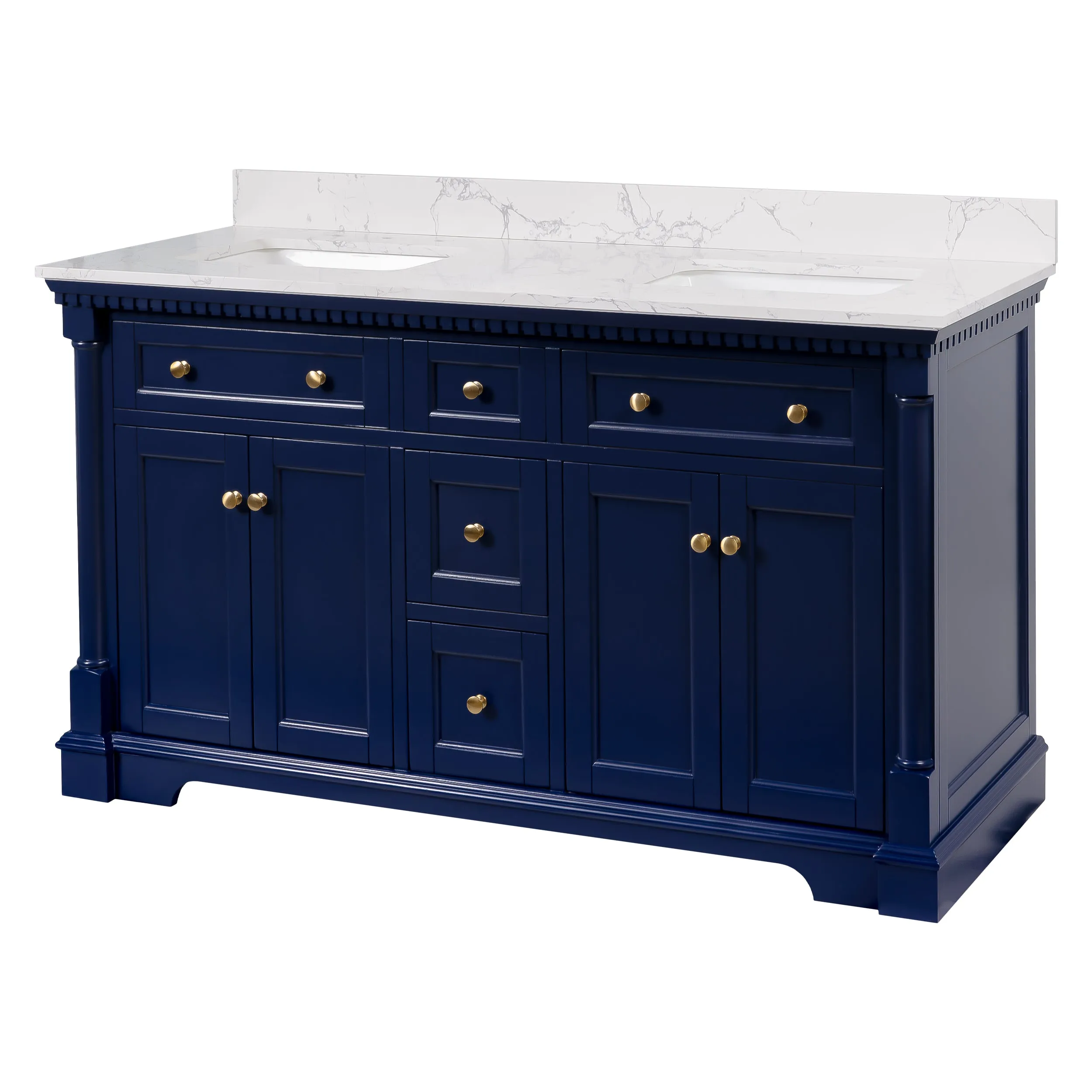 Sydney 60-inch Double Vanity with Engineered Marble Top