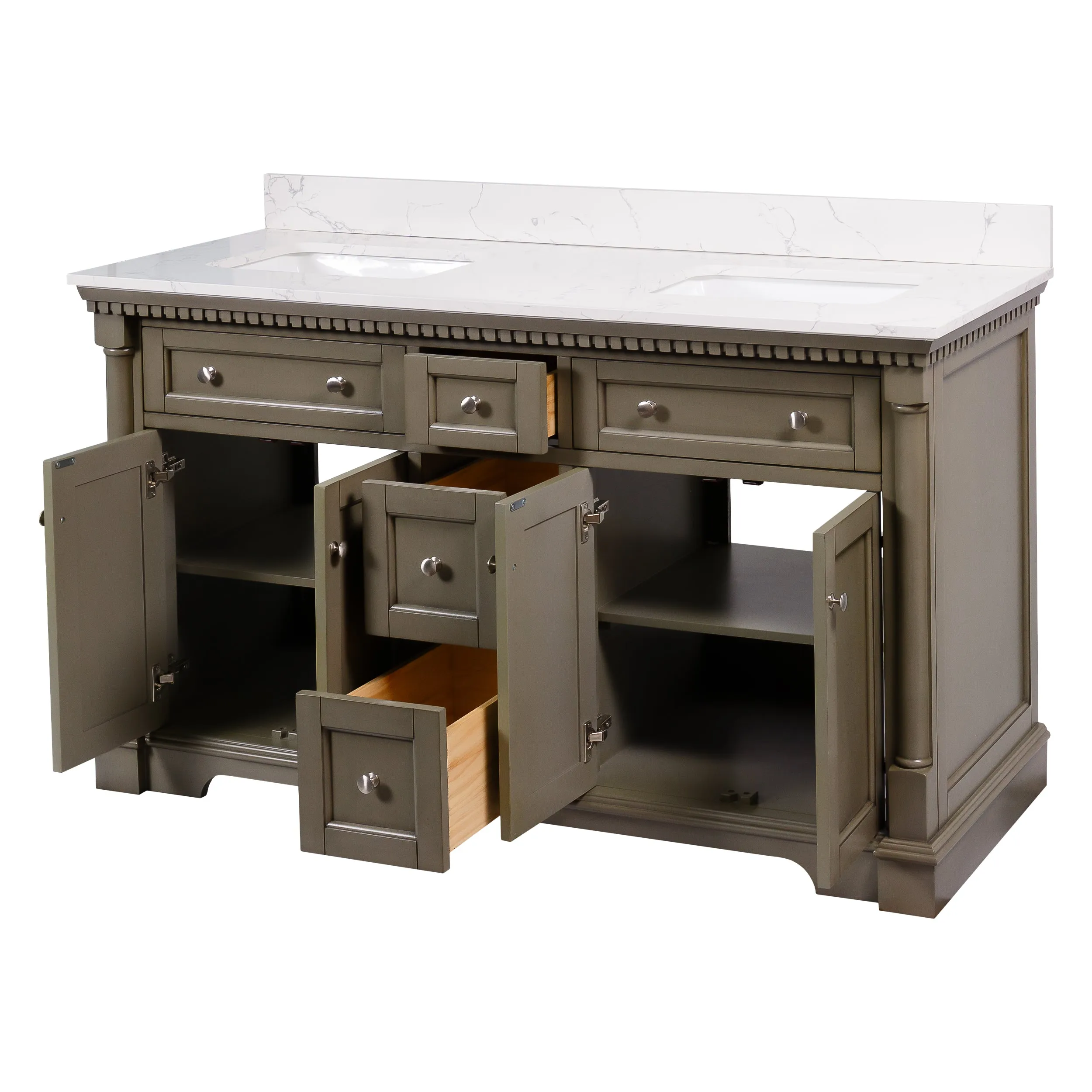 Sydney 60-inch Double Vanity with Engineered Marble Top