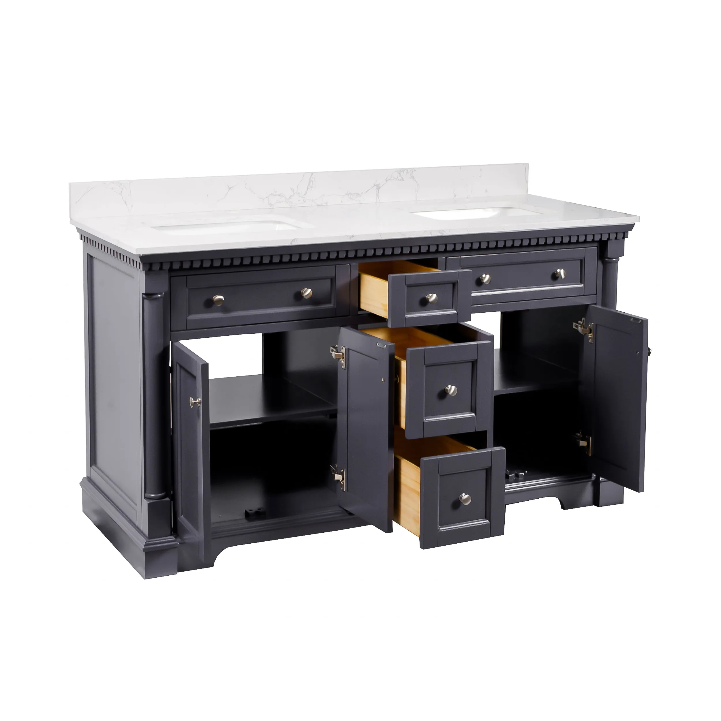 Sydney 60-inch Double Vanity with Engineered Marble Top