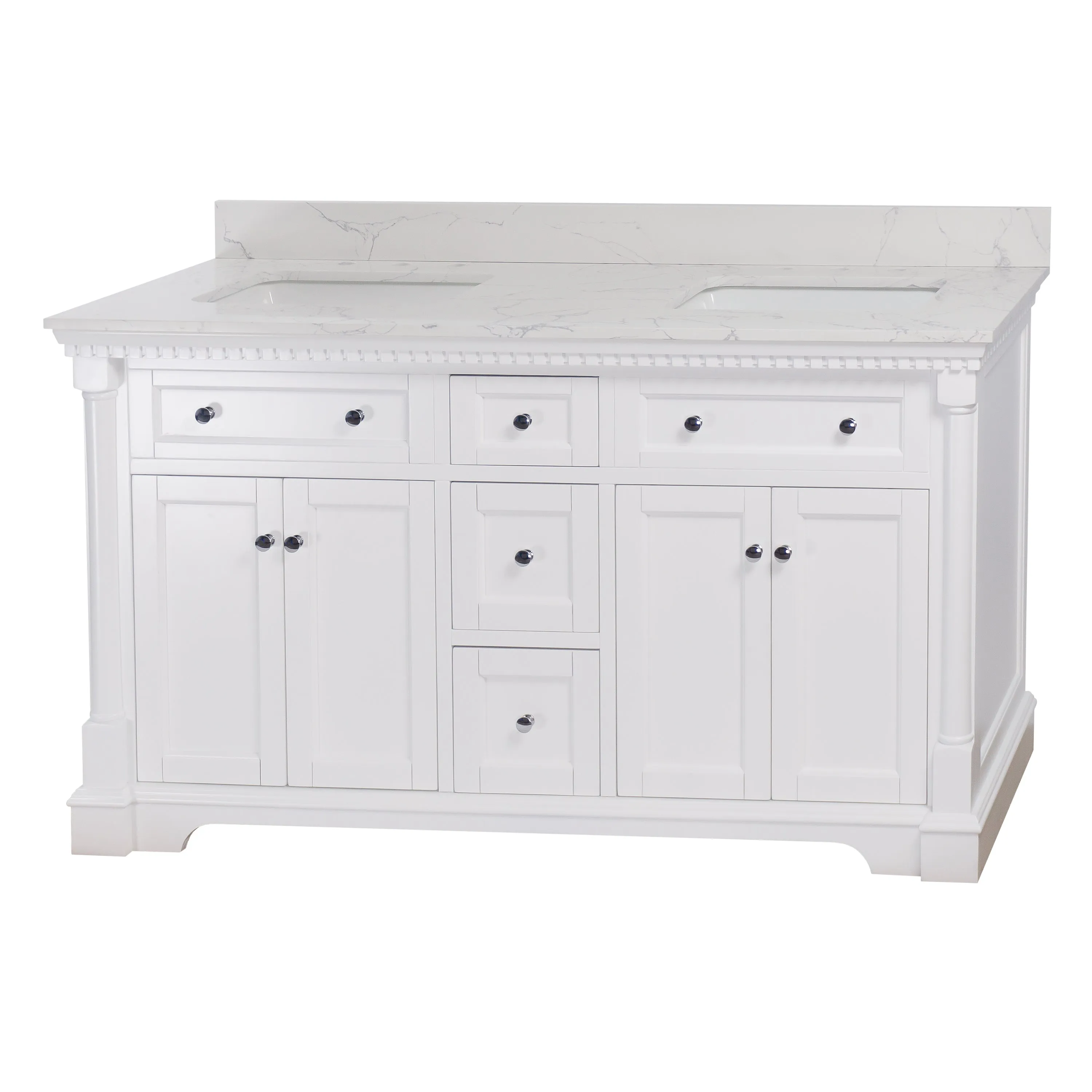 Sydney 60-inch Double Vanity with Engineered Marble Top