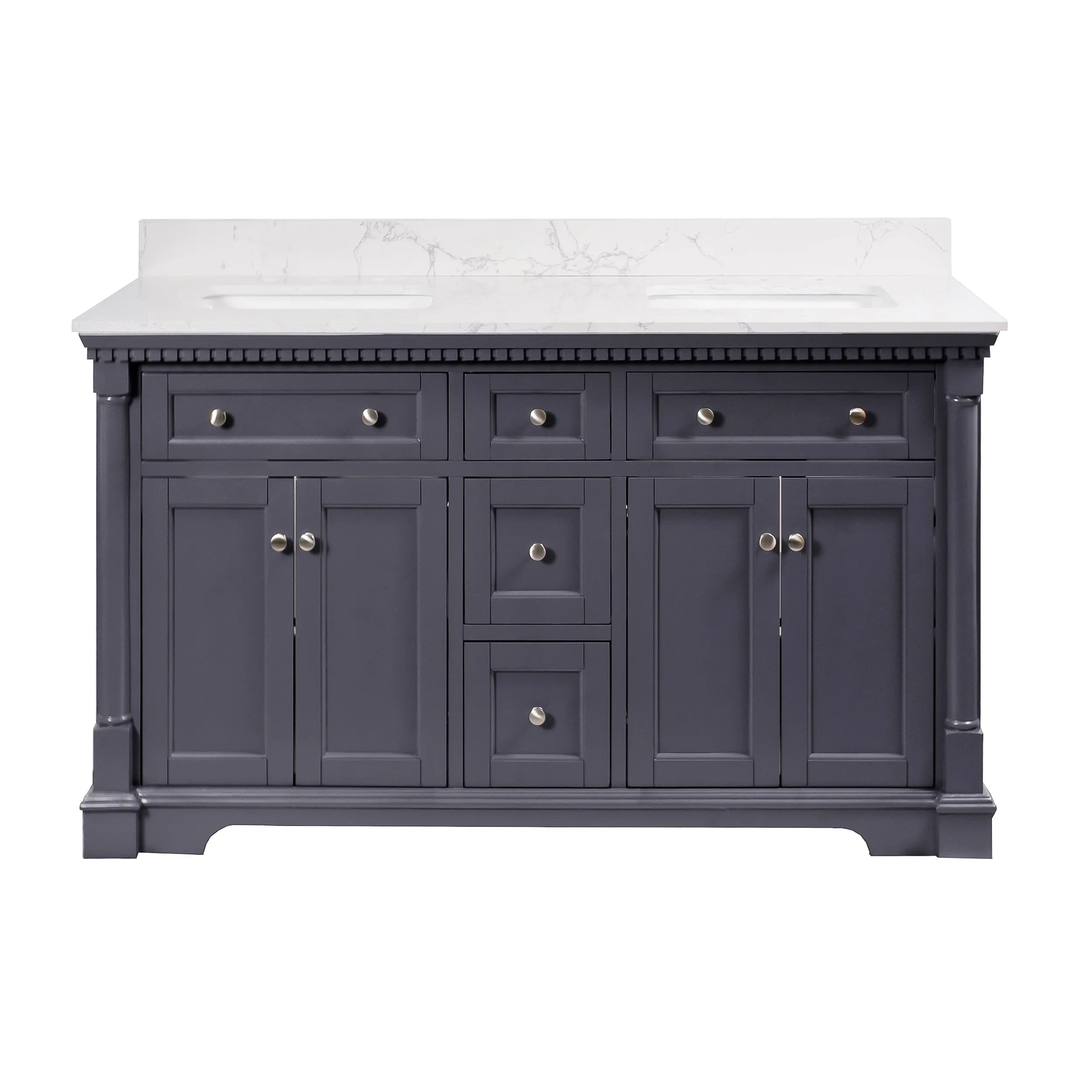 Sydney 60-inch Double Vanity with Engineered Marble Top