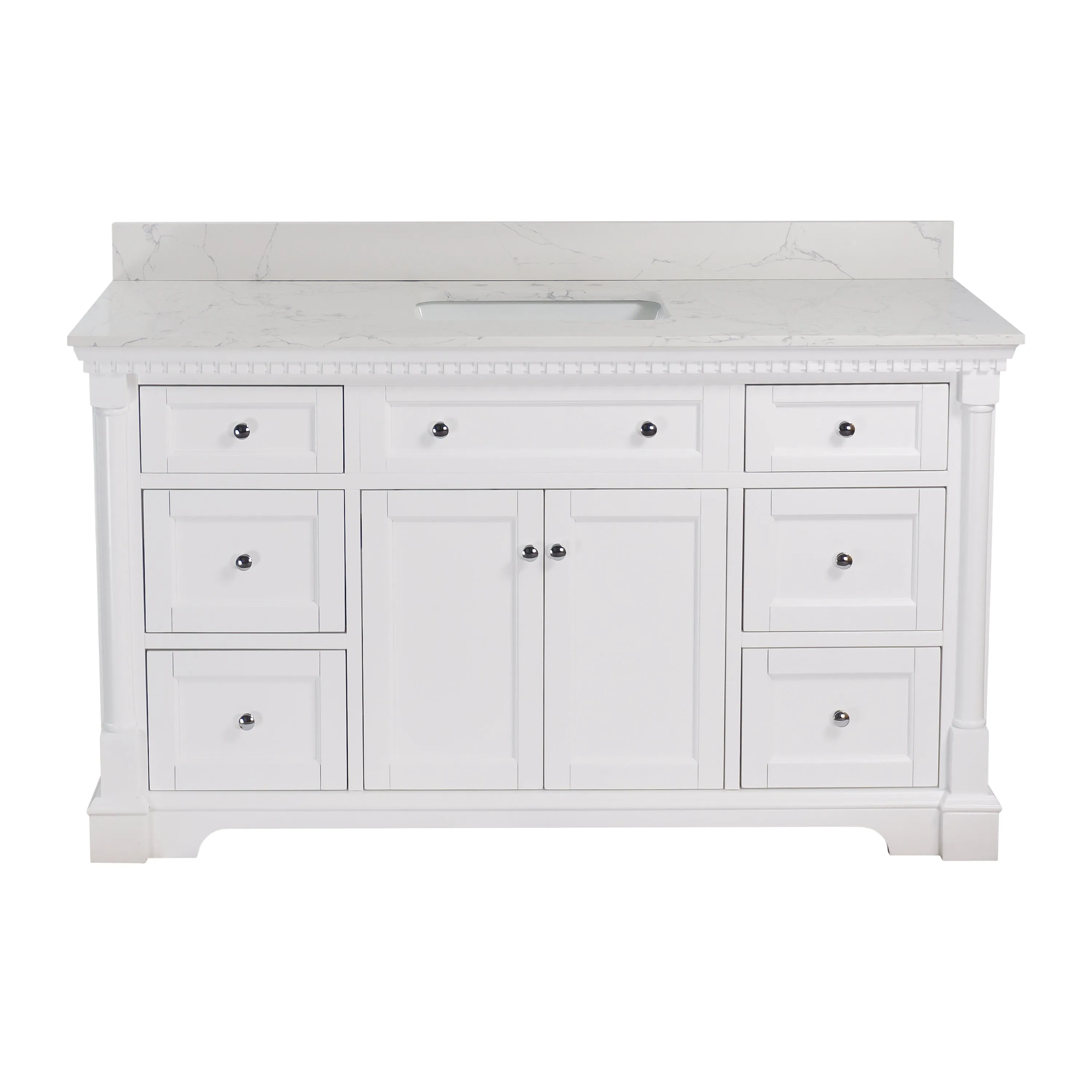 Sydney 60-inch Single Vanity with Engineered Marble Top