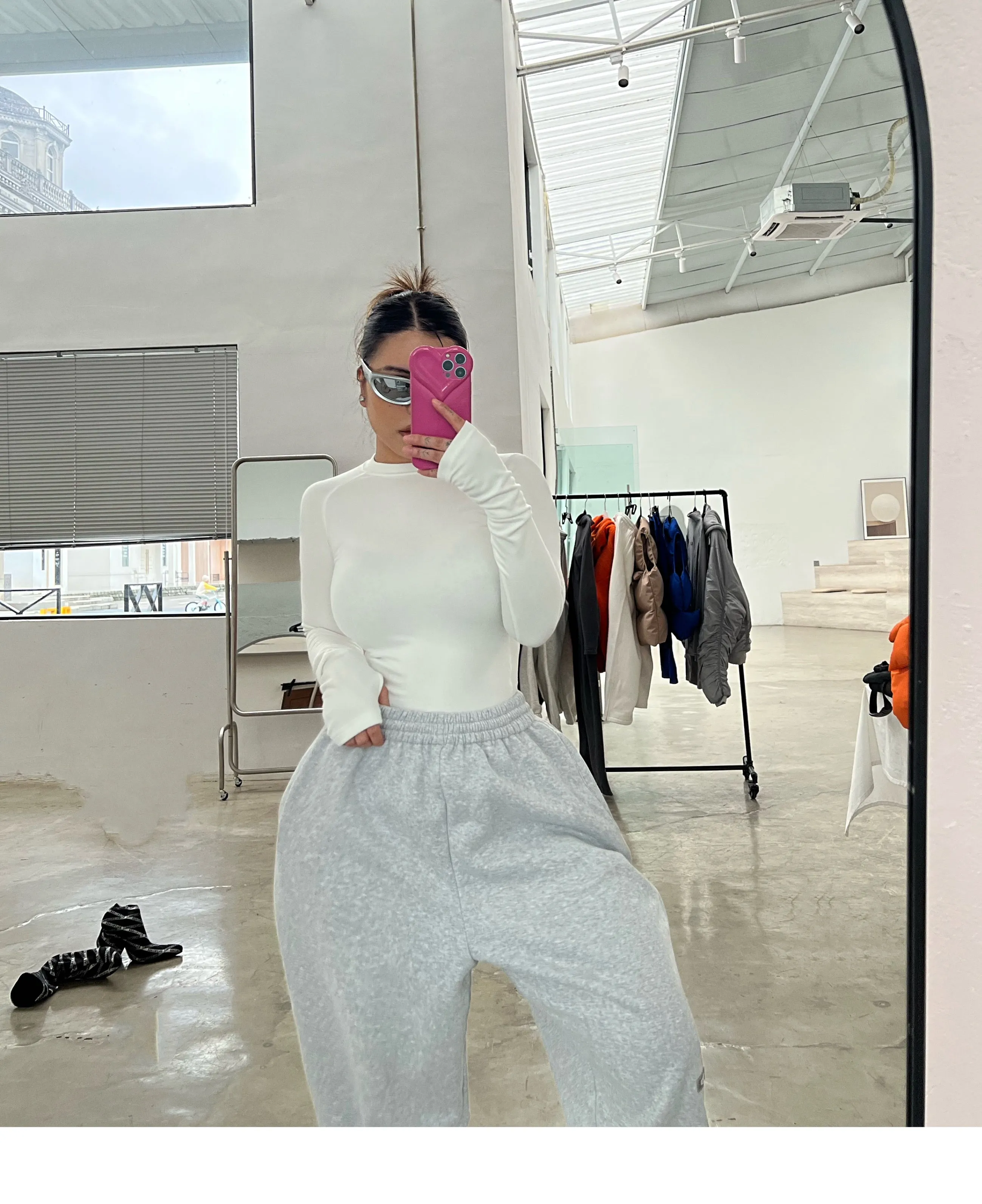 SYNEZ Solid Color Long Sleeve Top