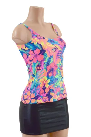 Tahitian Floral Full Length Thin Strap Tank Top