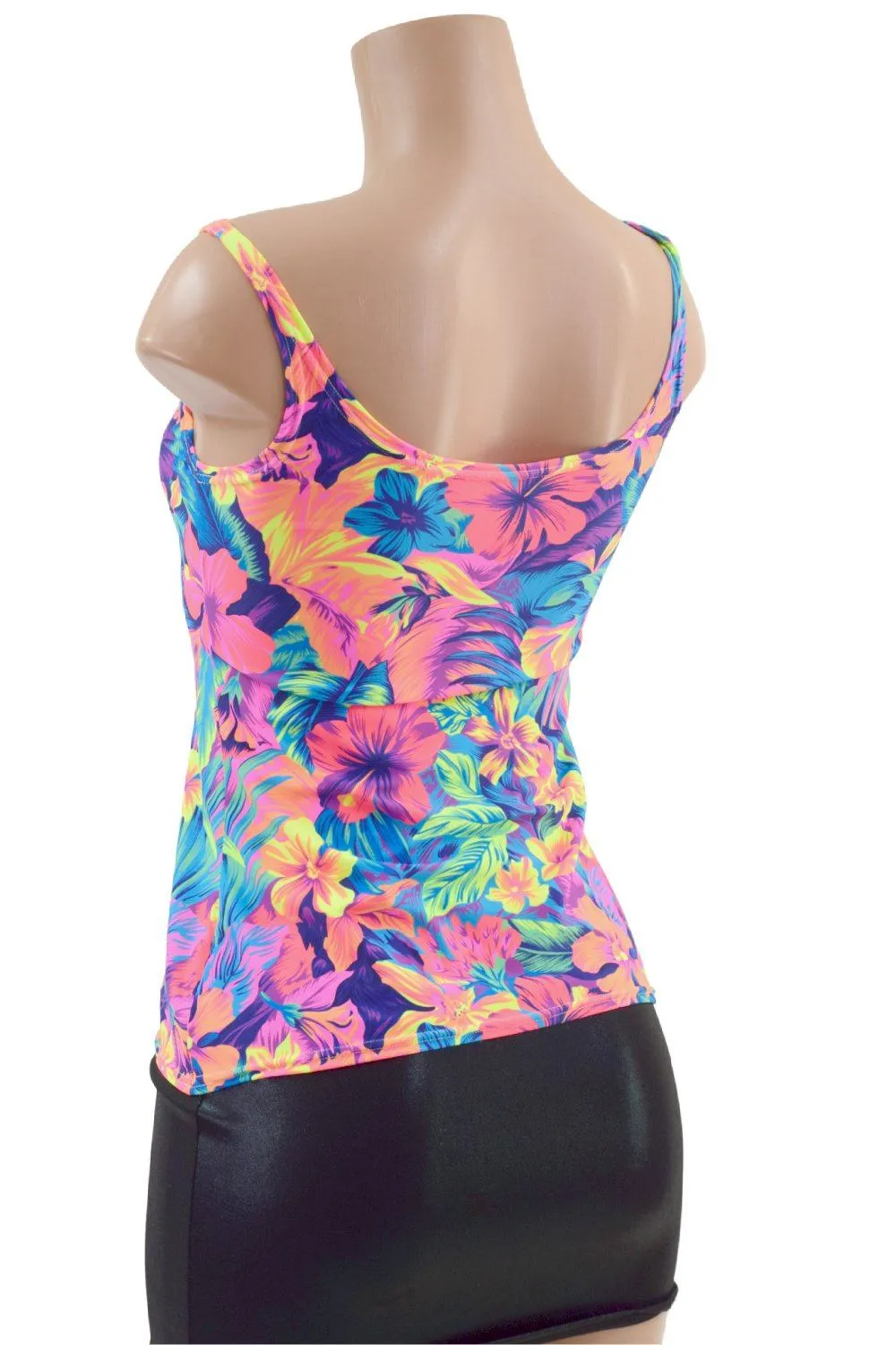 Tahitian Floral Full Length Thin Strap Tank Top