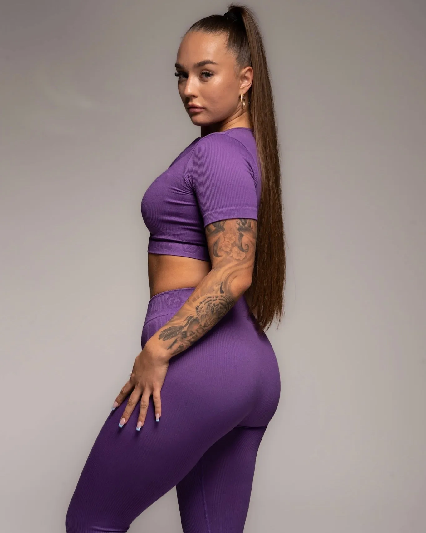 TCML Ribbed Quarter-Sleeve Crop Top