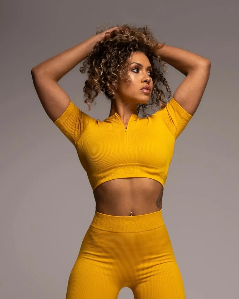 TCML Ribbed Quarter-Sleeve Crop Top
