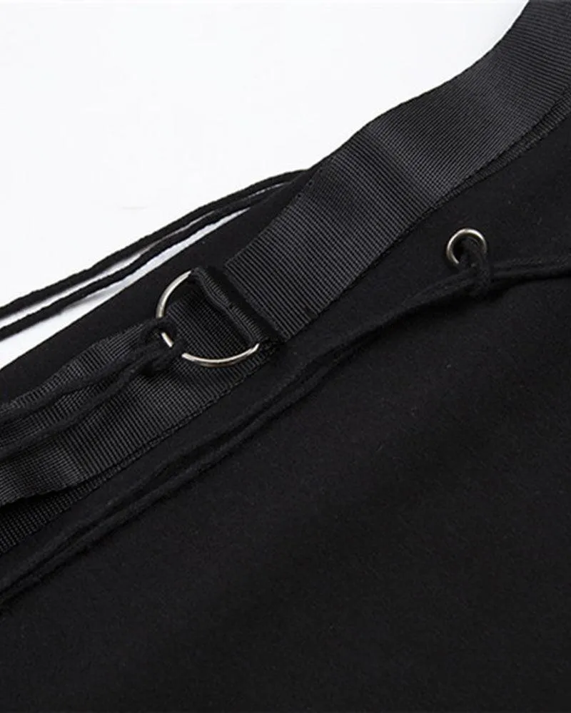 Techwear One Shoulder Sleeve Adjustable Buckle Top