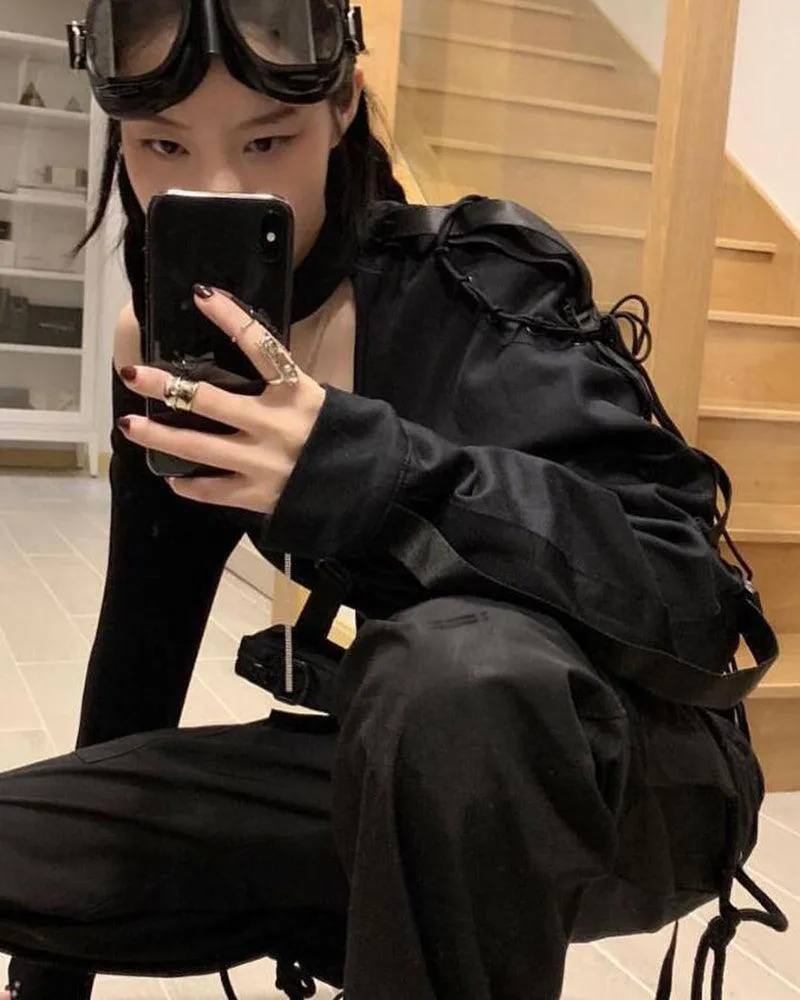 Techwear One Shoulder Sleeve Adjustable Buckle Top