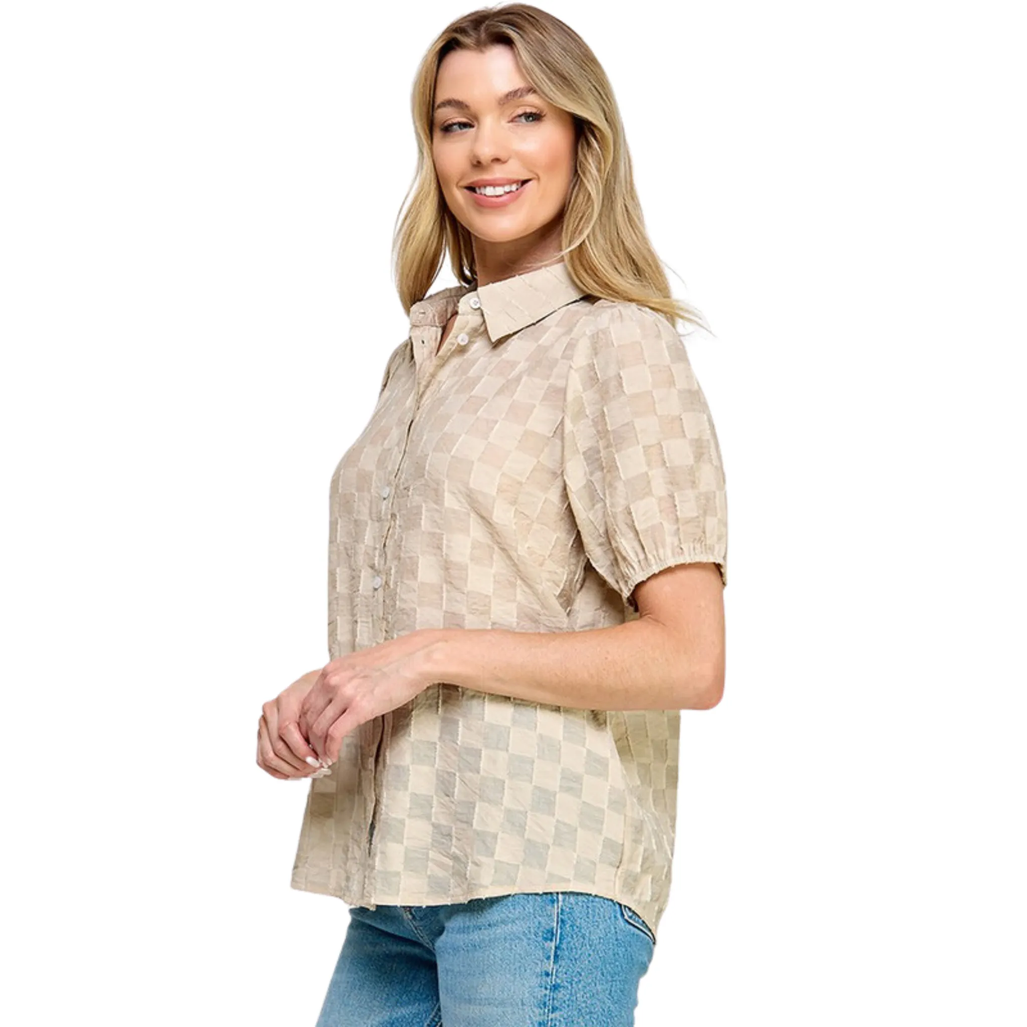 Textured Short Sleeved Top