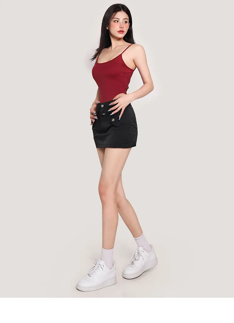 Tia Solid Color Backless One-piece Slim Camisole Bodysuit Top