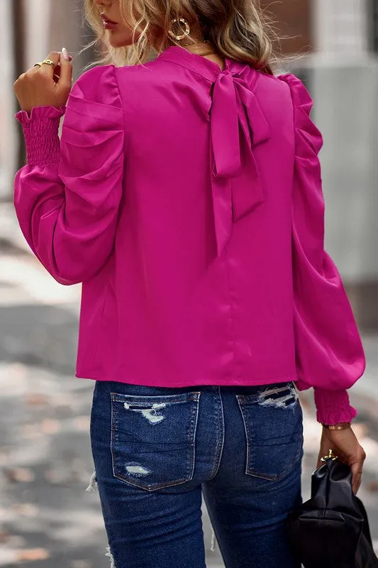 Tie Back Pleated Blouse