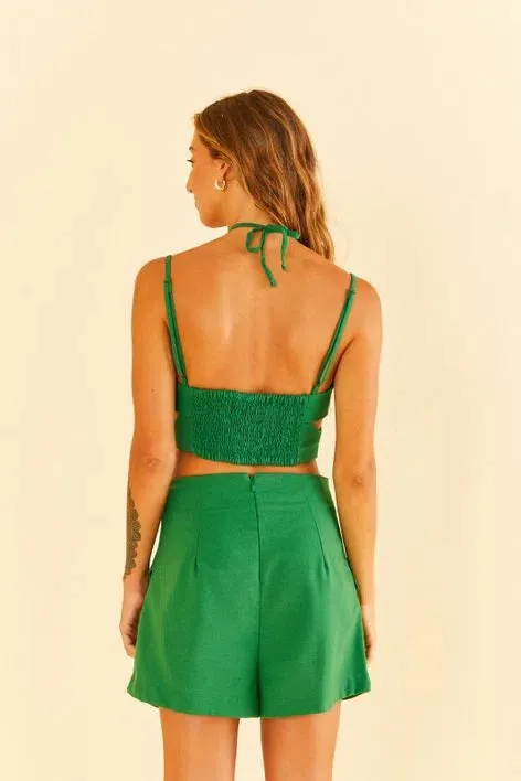 Top Corselet Amarração Verde Farm