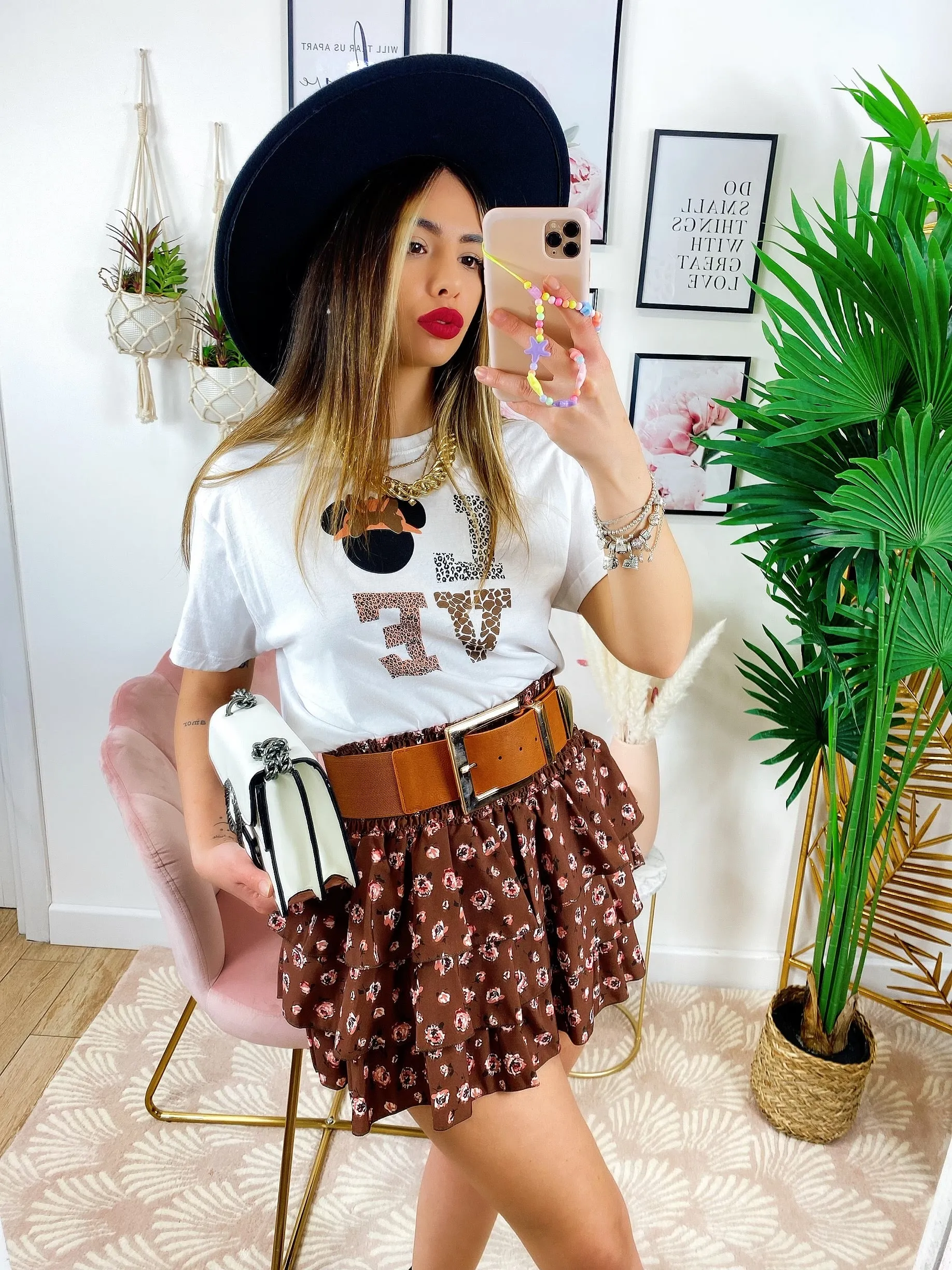 Top crop Love animalier