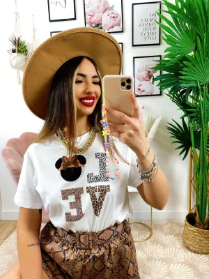Top crop Love animalier