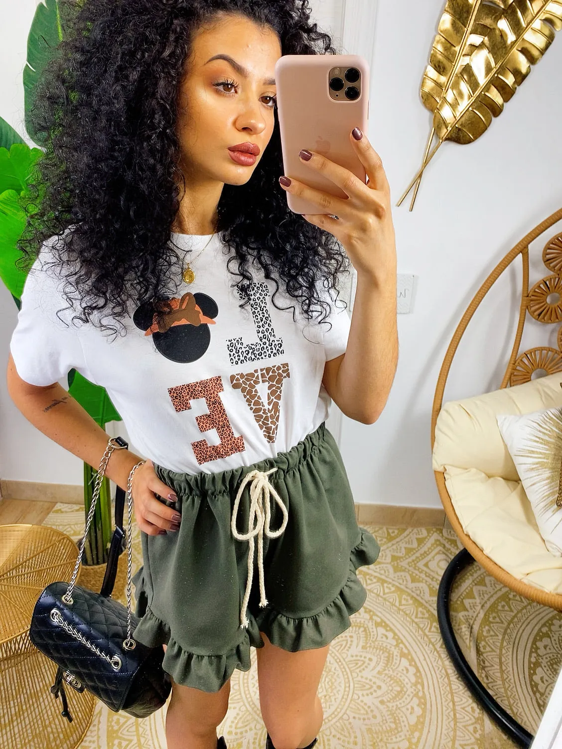 Top crop Love animalier