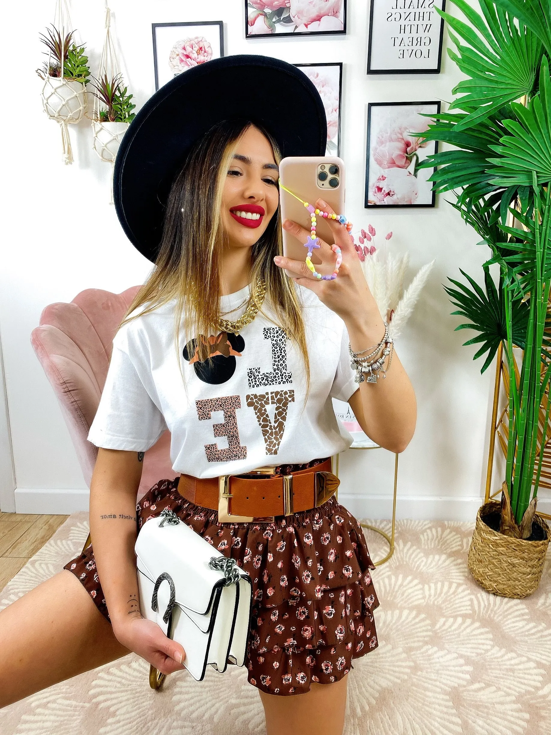 Top crop Love animalier
