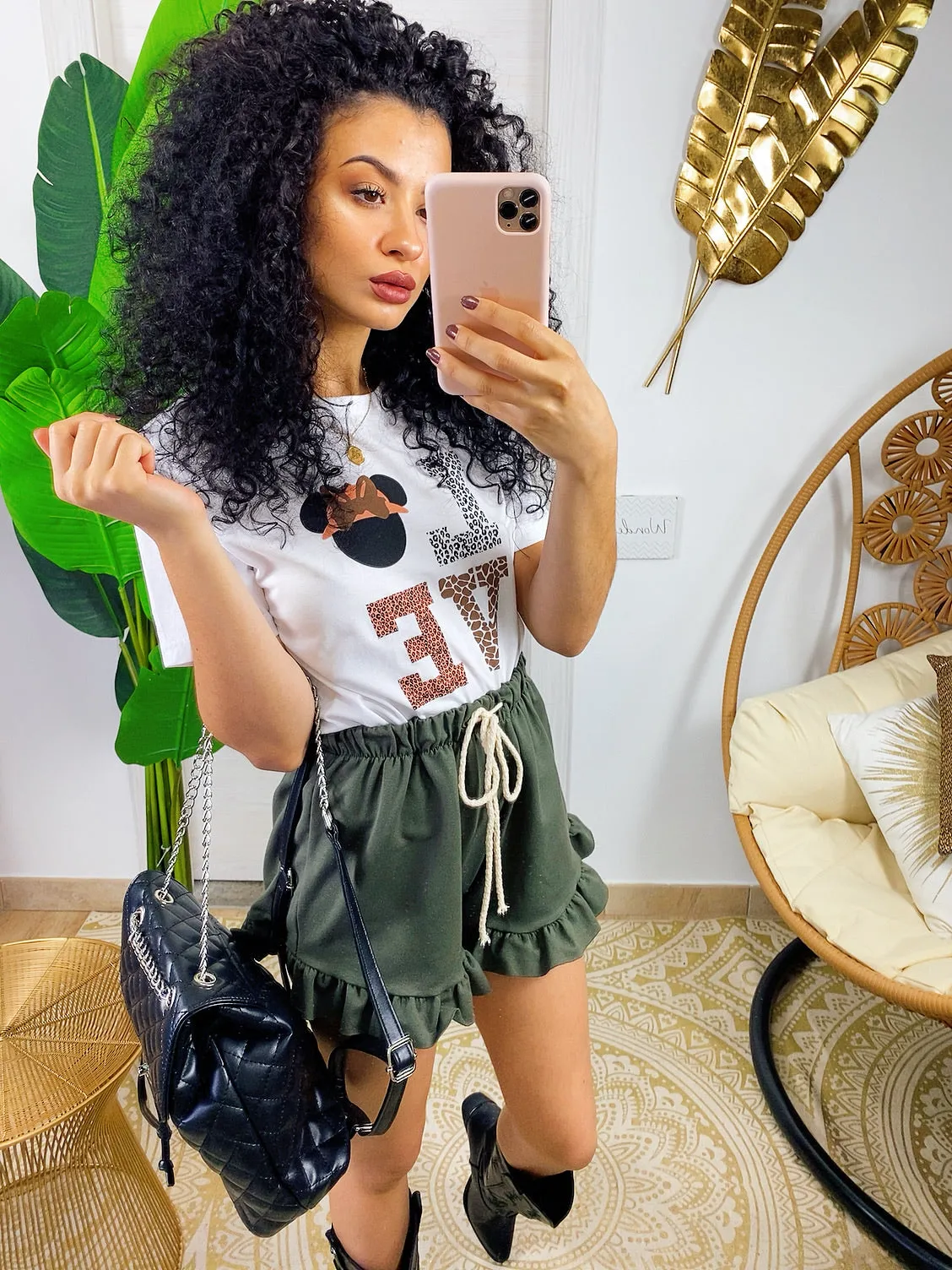 Top crop Love animalier
