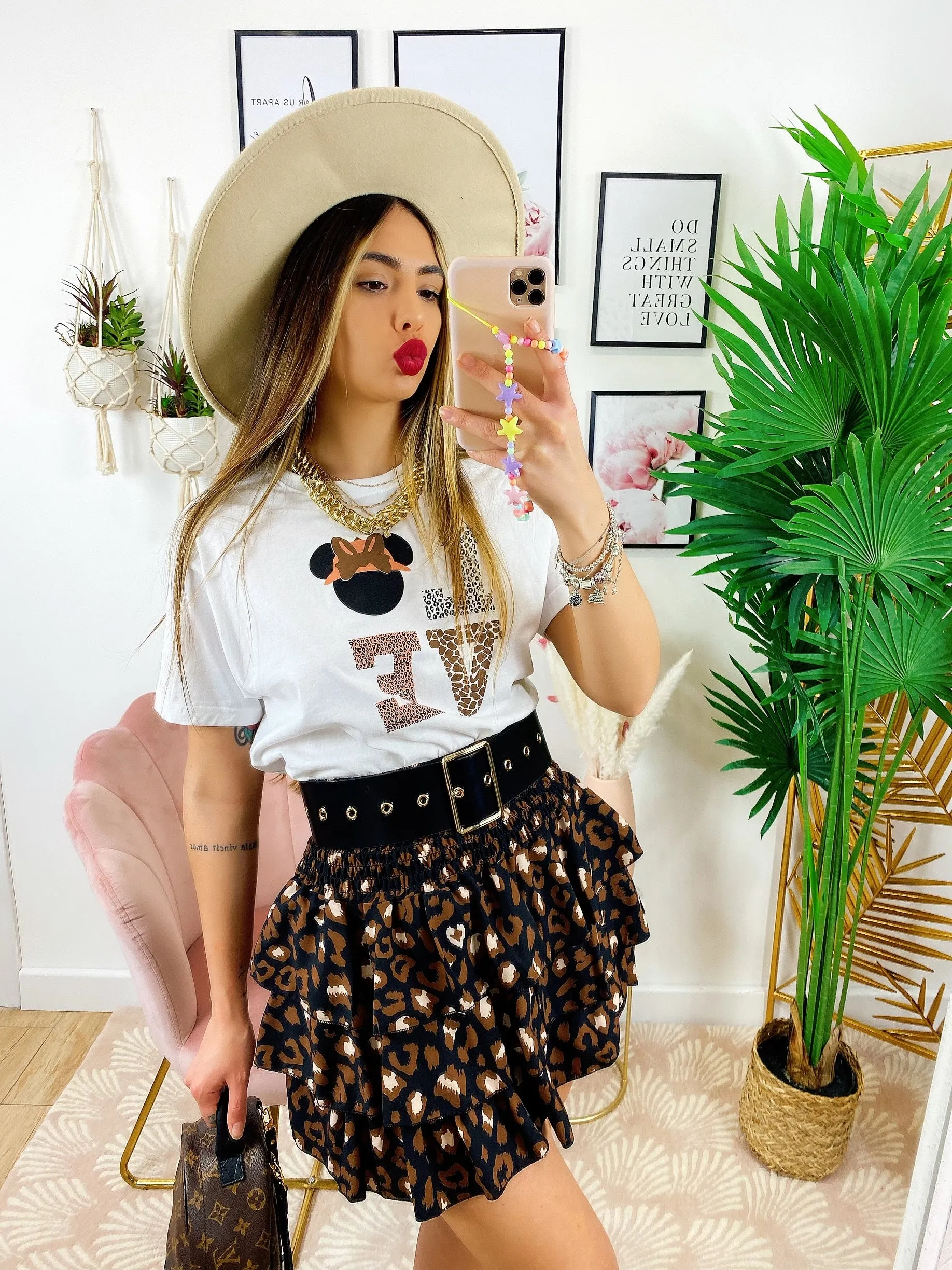 Top crop Love animalier