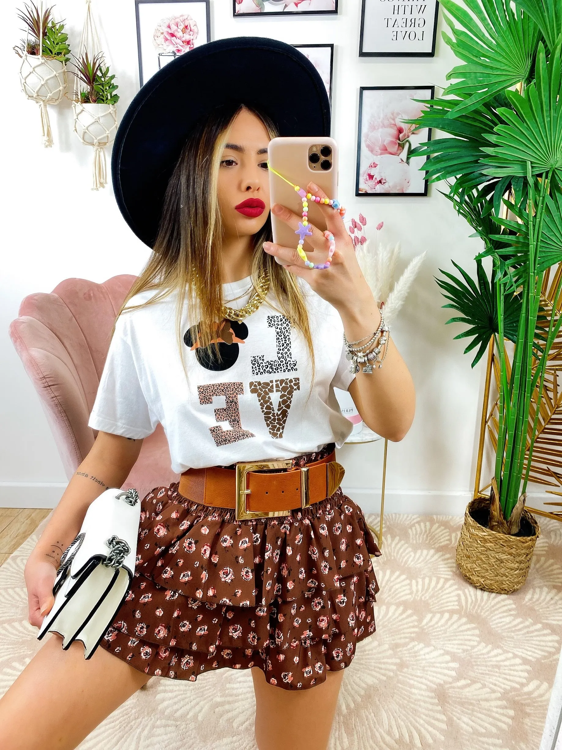Top crop Love animalier