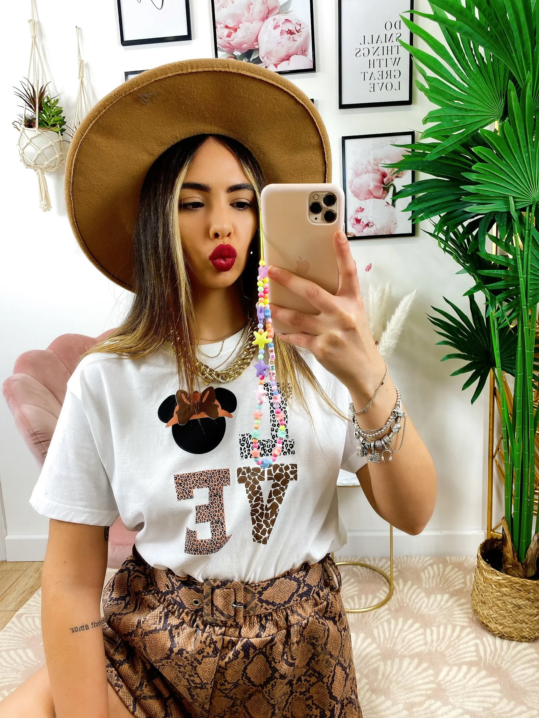 Top crop Love animalier