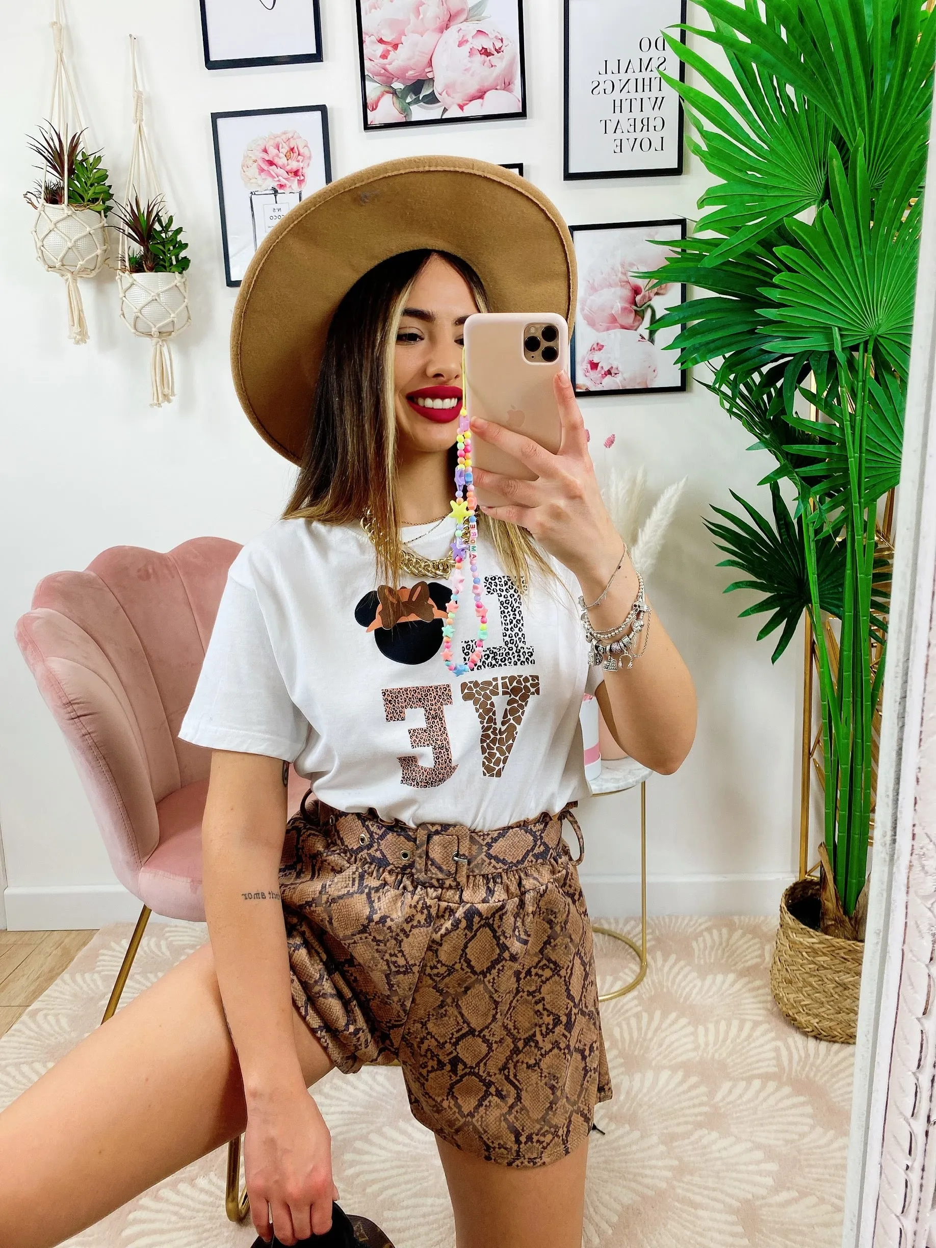 Top crop Love animalier