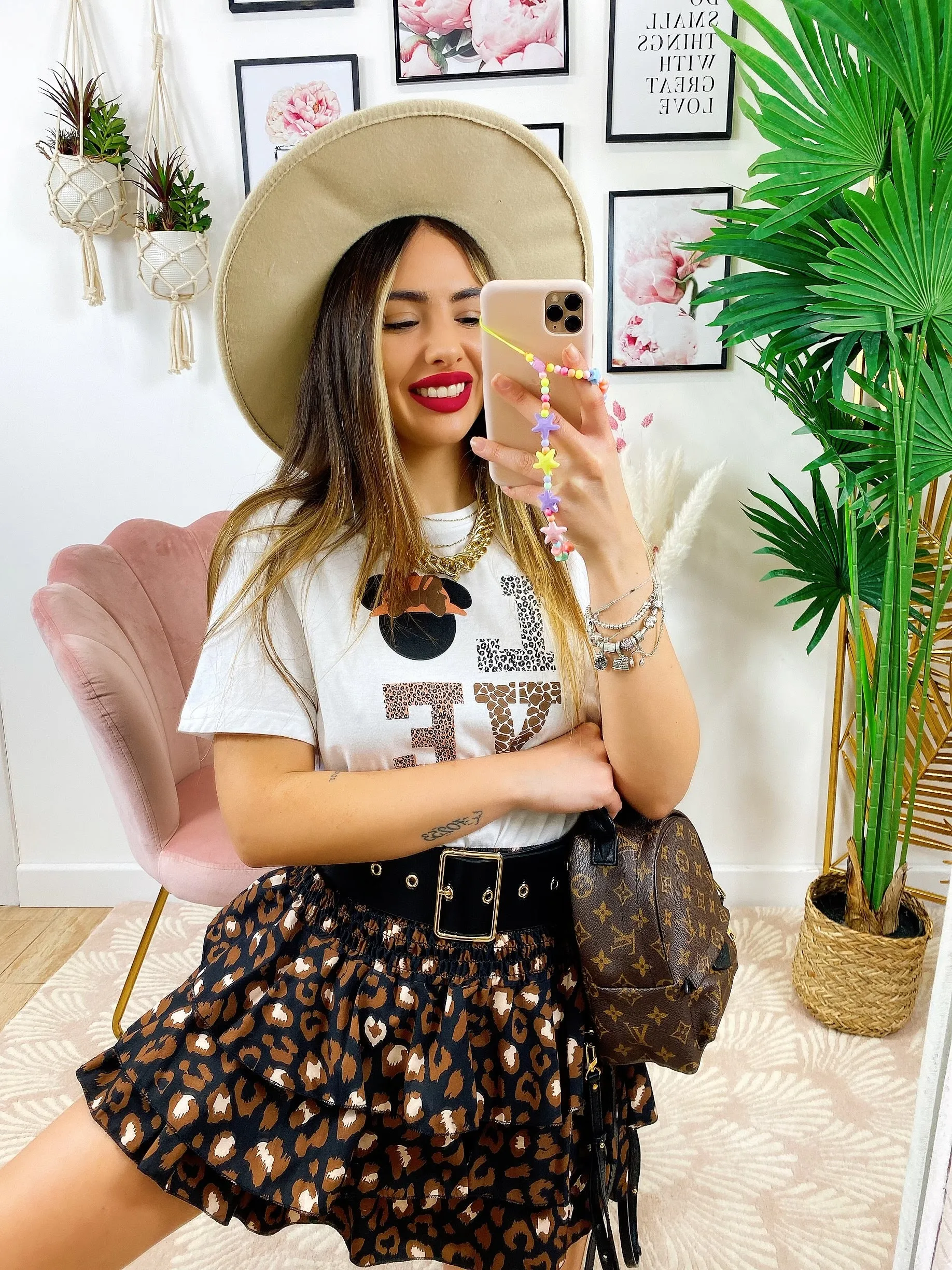 Top crop Love animalier