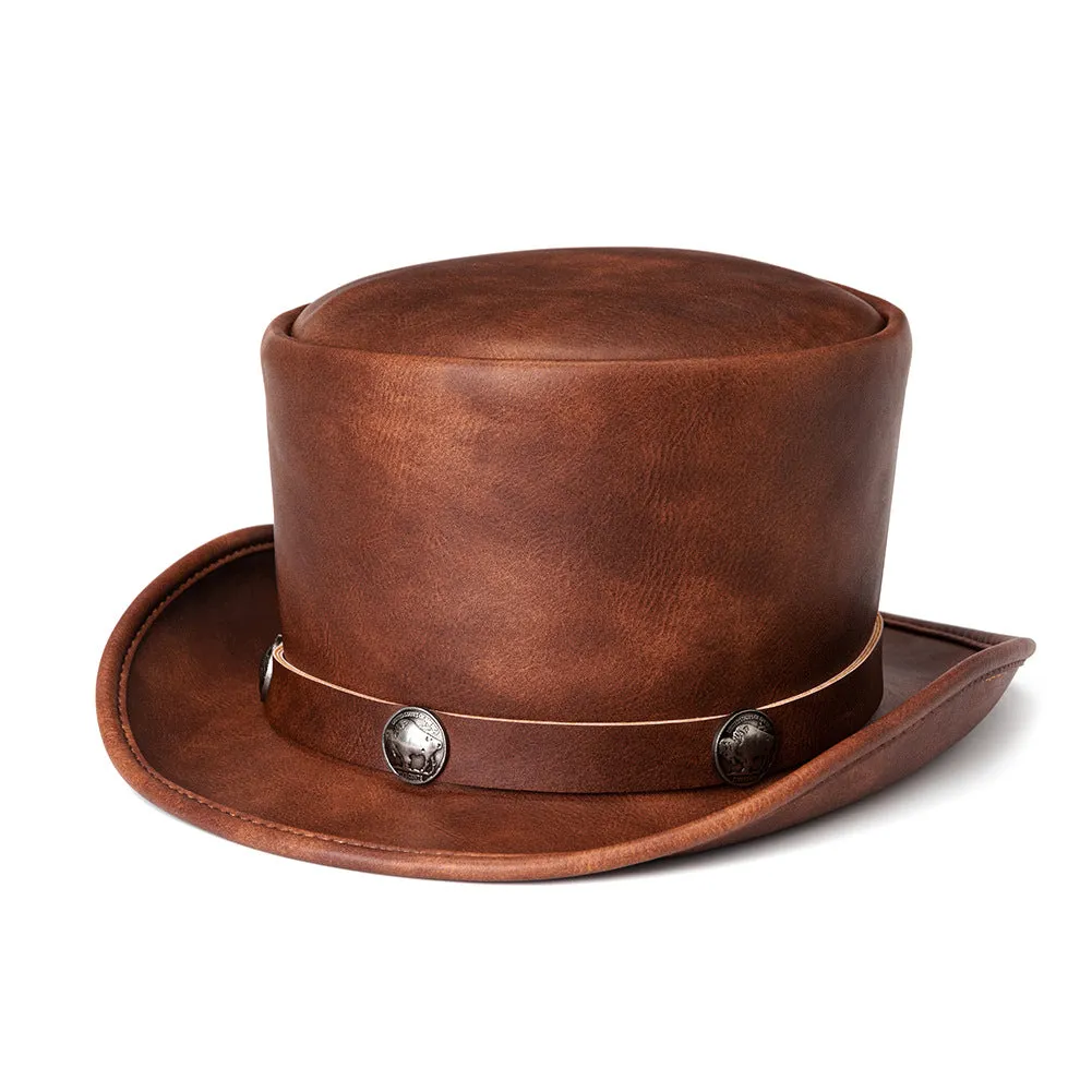 Top Hat Punk Halloween PU Leather Dome Neutral Magic Hat Gentleman Party Hat