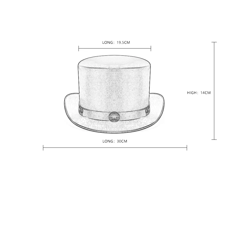 Top Hat Punk Halloween PU Leather Dome Neutral Magic Hat Gentleman Party Hat