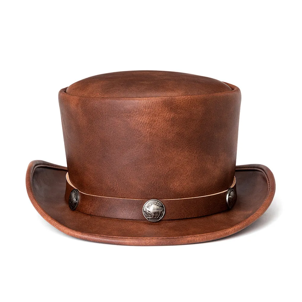 Top Hat Punk Halloween PU Leather Dome Neutral Magic Hat Gentleman Party Hat