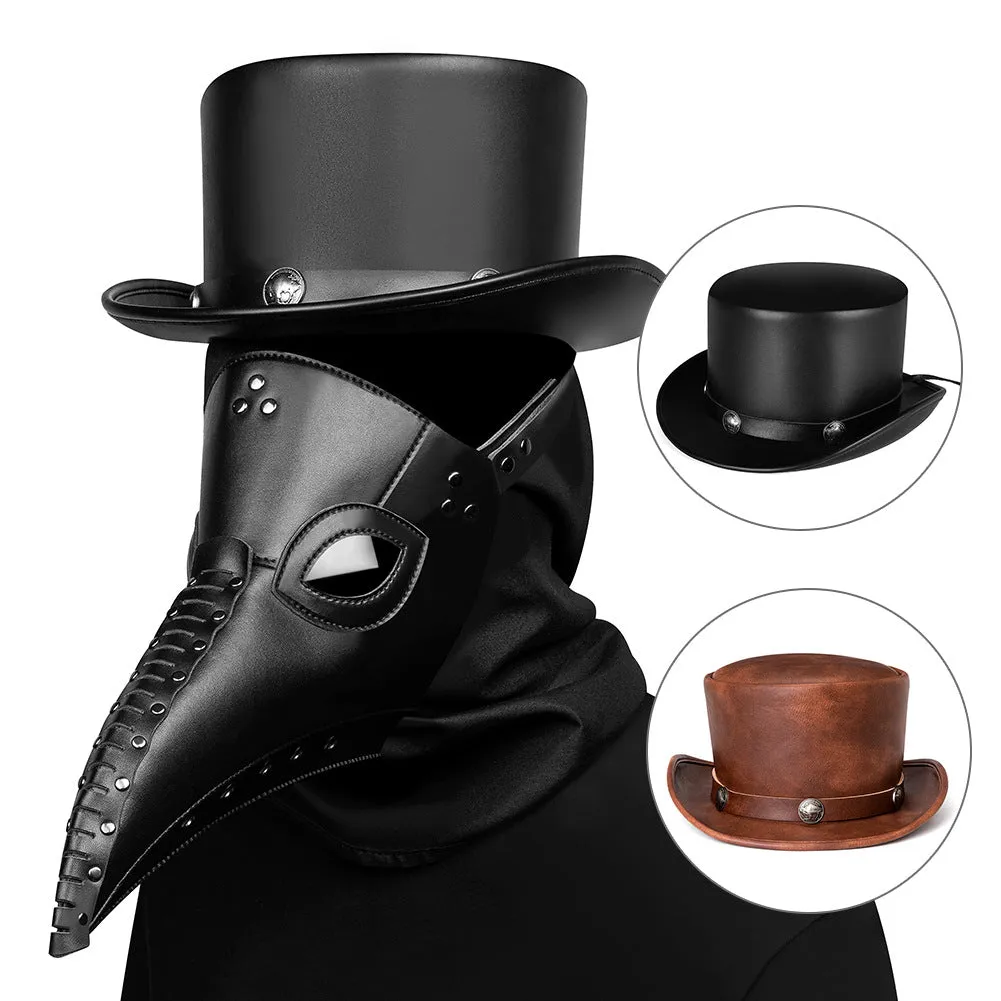 Top Hat Punk Halloween PU Leather Dome Neutral Magic Hat Gentleman Party Hat